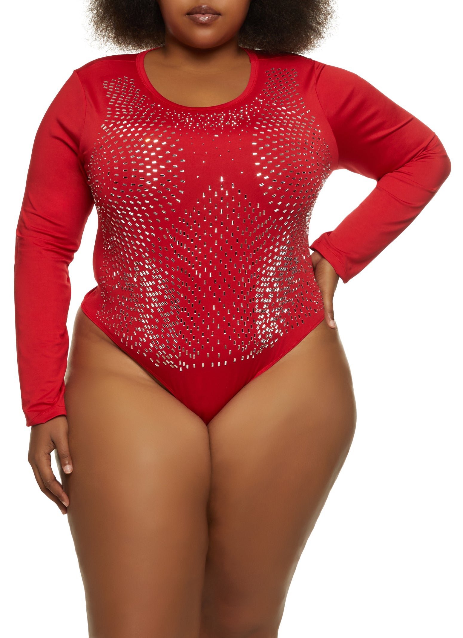 Red Lace Plus Size Bodysuit