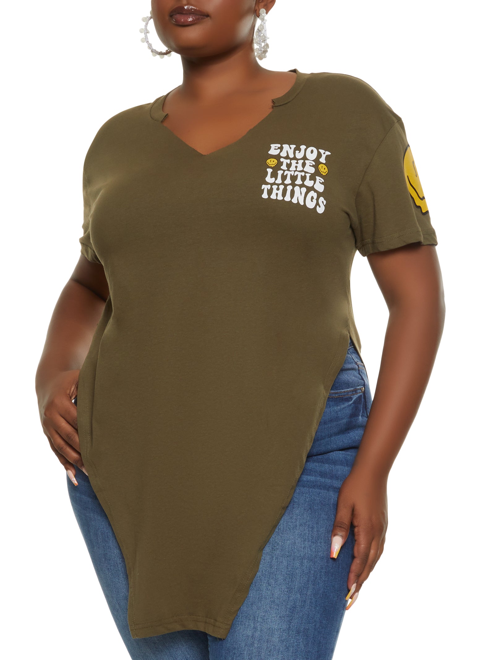 Profile Nationals Plus Size Notch Neck T-Shirt