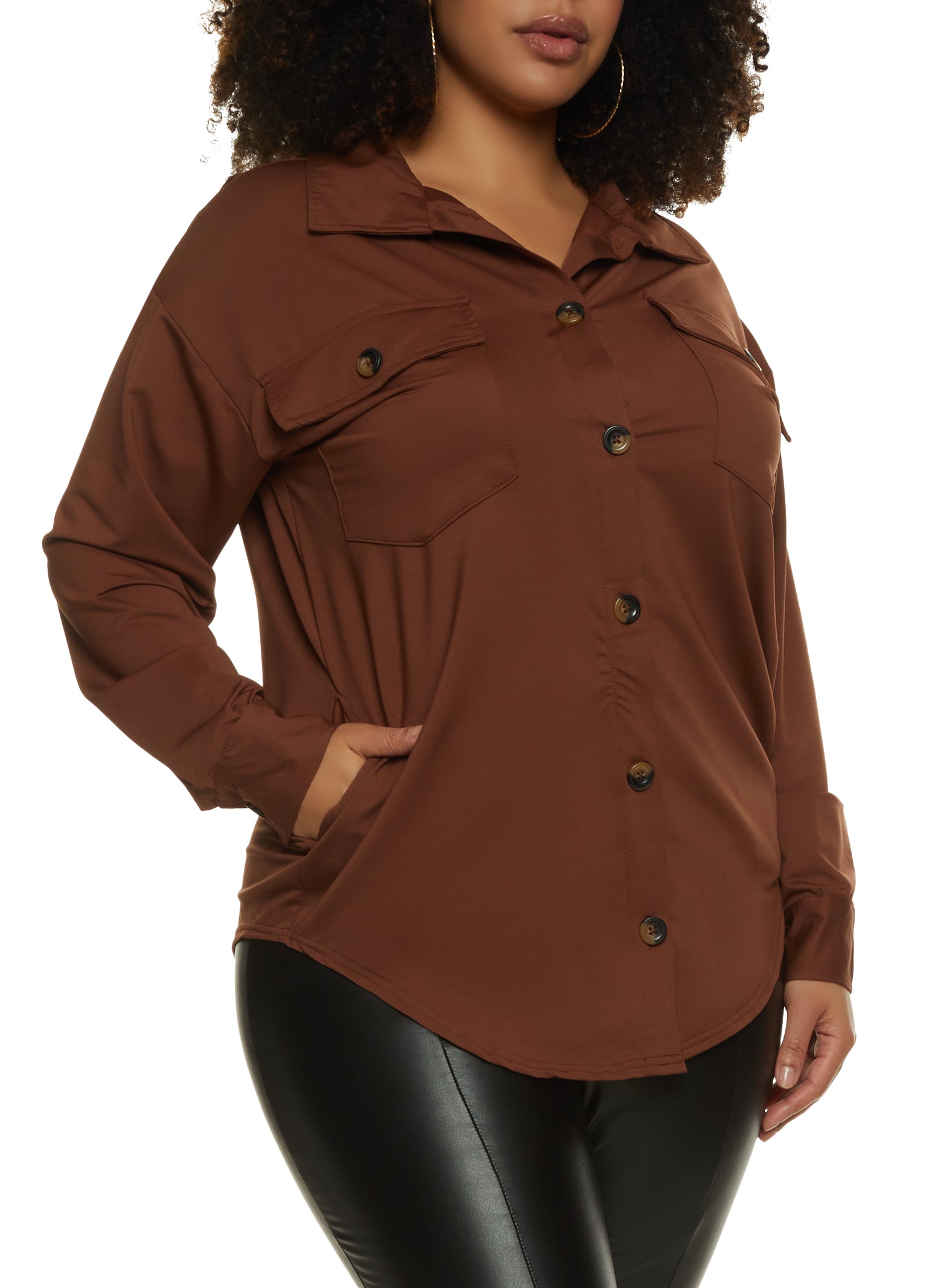 New Womens PLUS SIZE COTTON MOCHA TAUPE HIGH LOW BLOUSE TUNIC SHIRT 1X 2X  3X