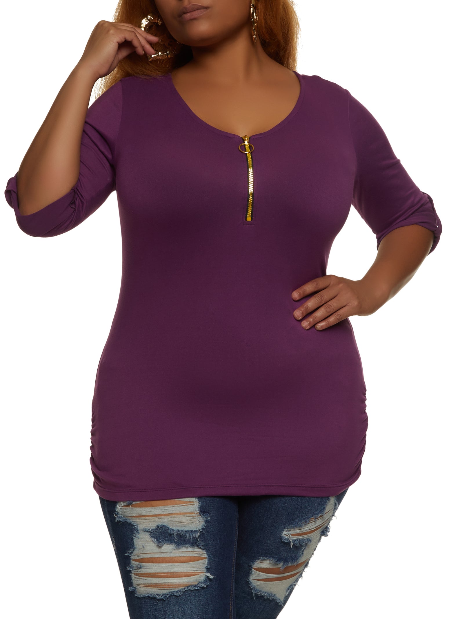 Plus Size Purple 'Los Angeles' Oversized Tunic T-Shirt Dress