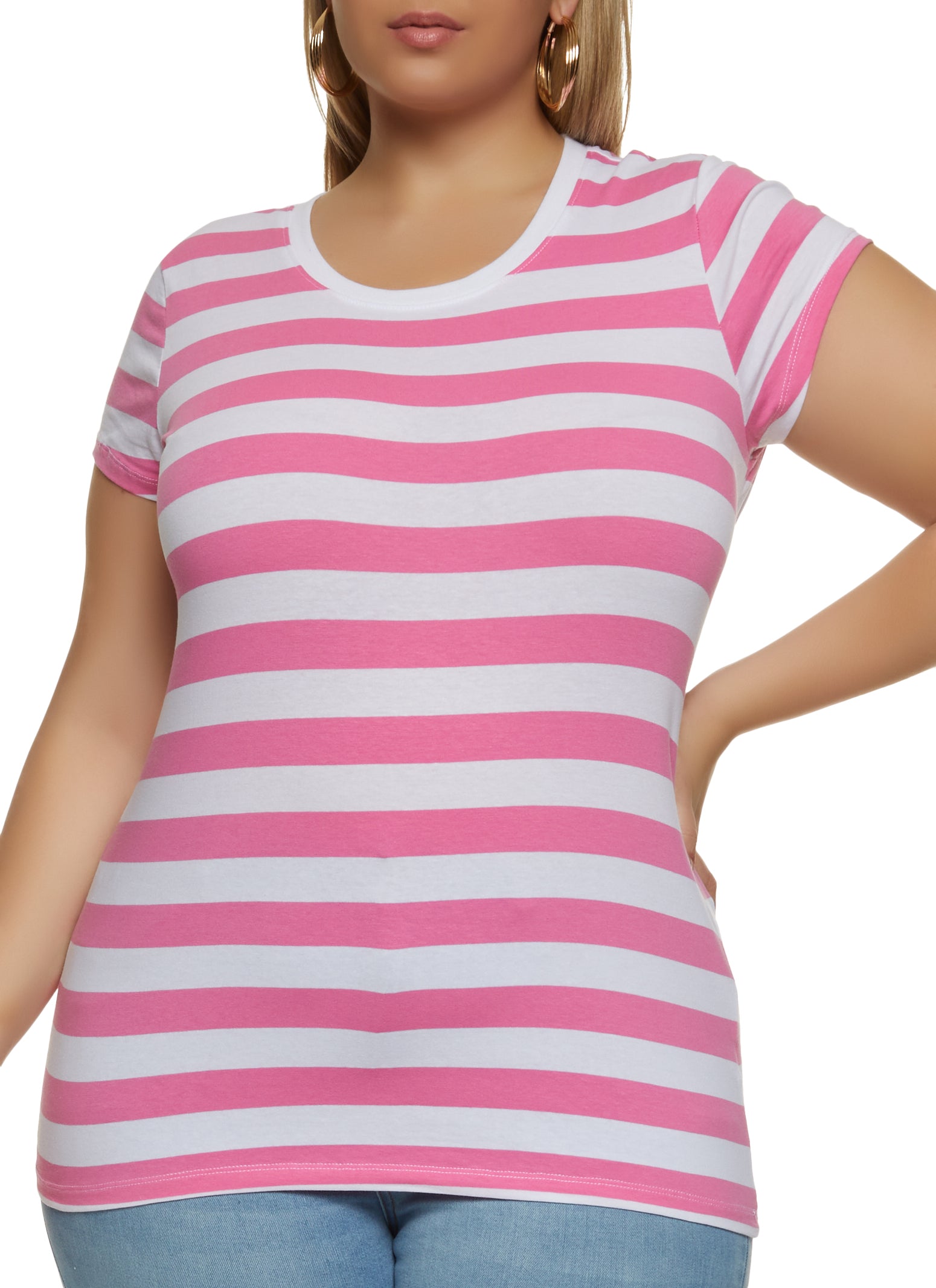 Extra Touch Roused Side Striped Tee Women's Plus size 2X T-Shirt