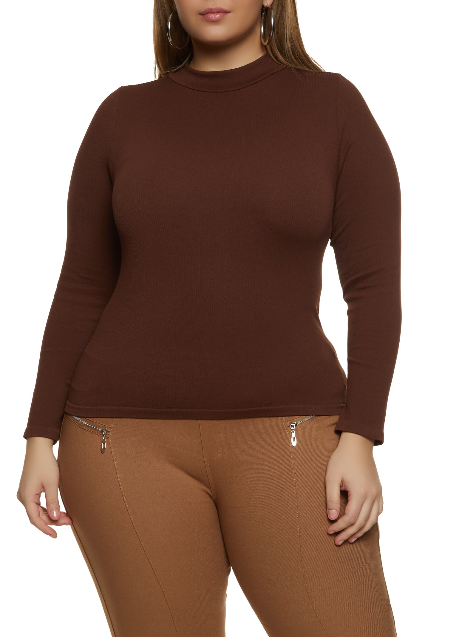 Plus Size Seamless Mock Neck Keyhole Bodysuit