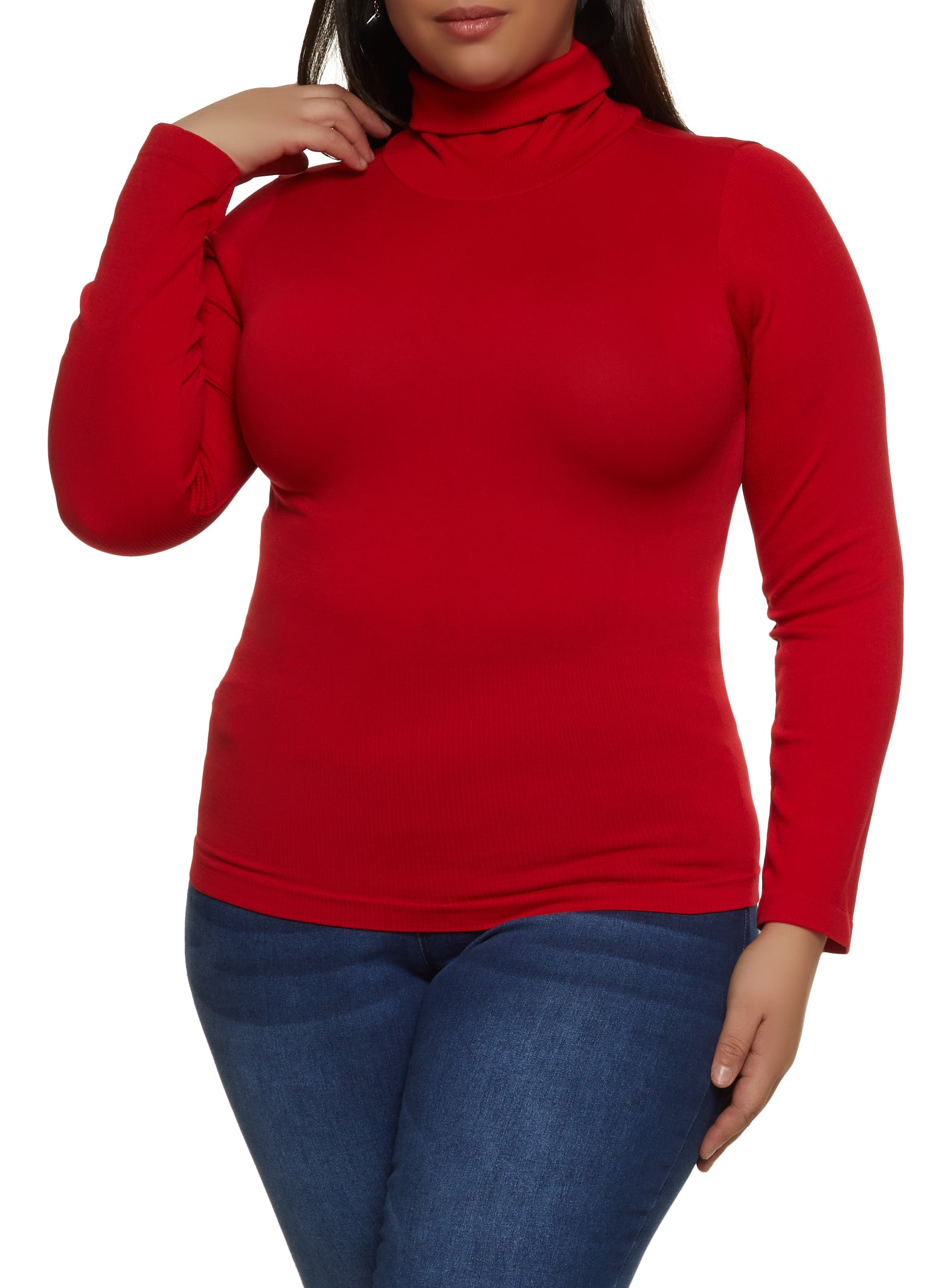 Turtleneck Big Size Long Sleeve B Grade T-Shirt PSM-4176B