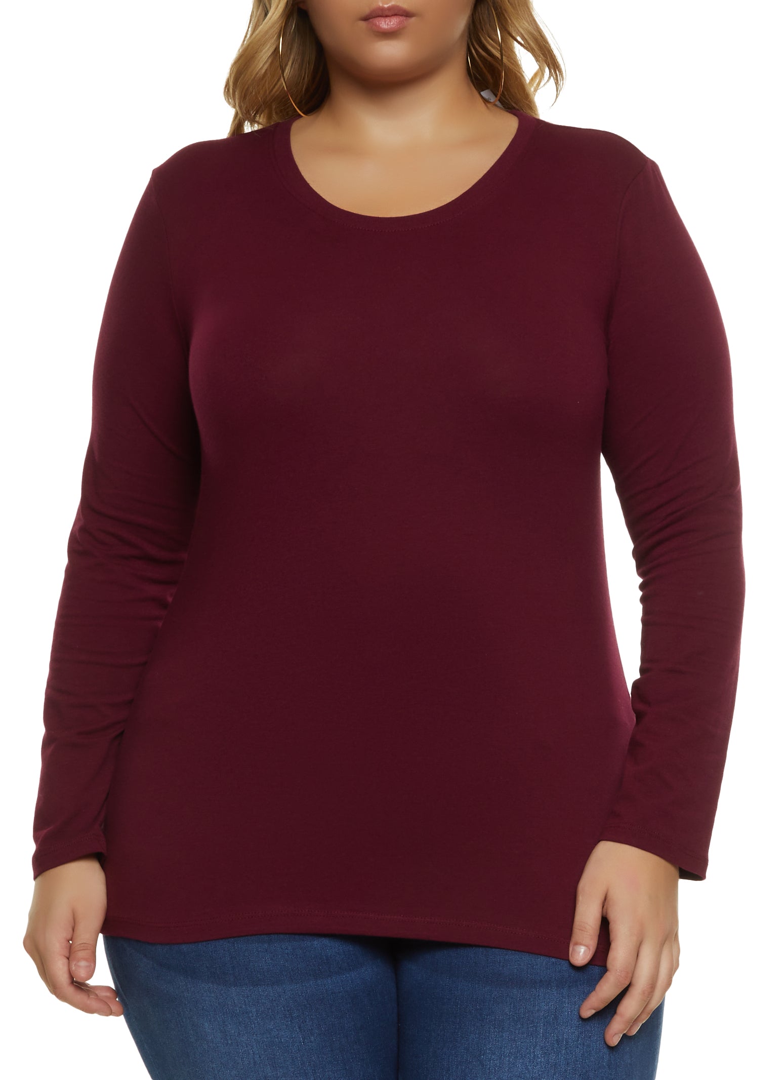 Buy Plain Burgundy Womens Plus Size T-Shirt Online India - Beyoung