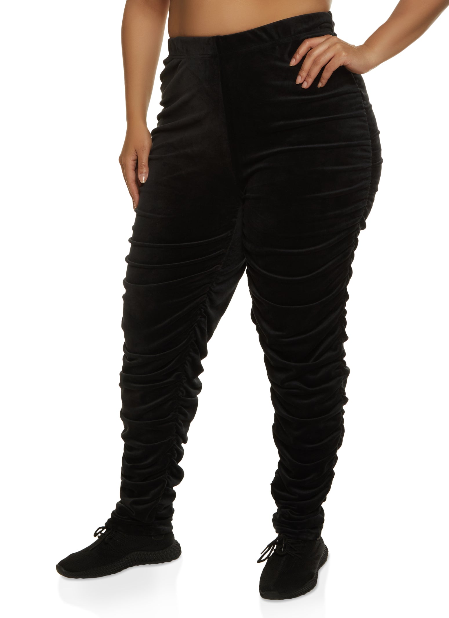 Plus Black Ruched Detail Sweatpants