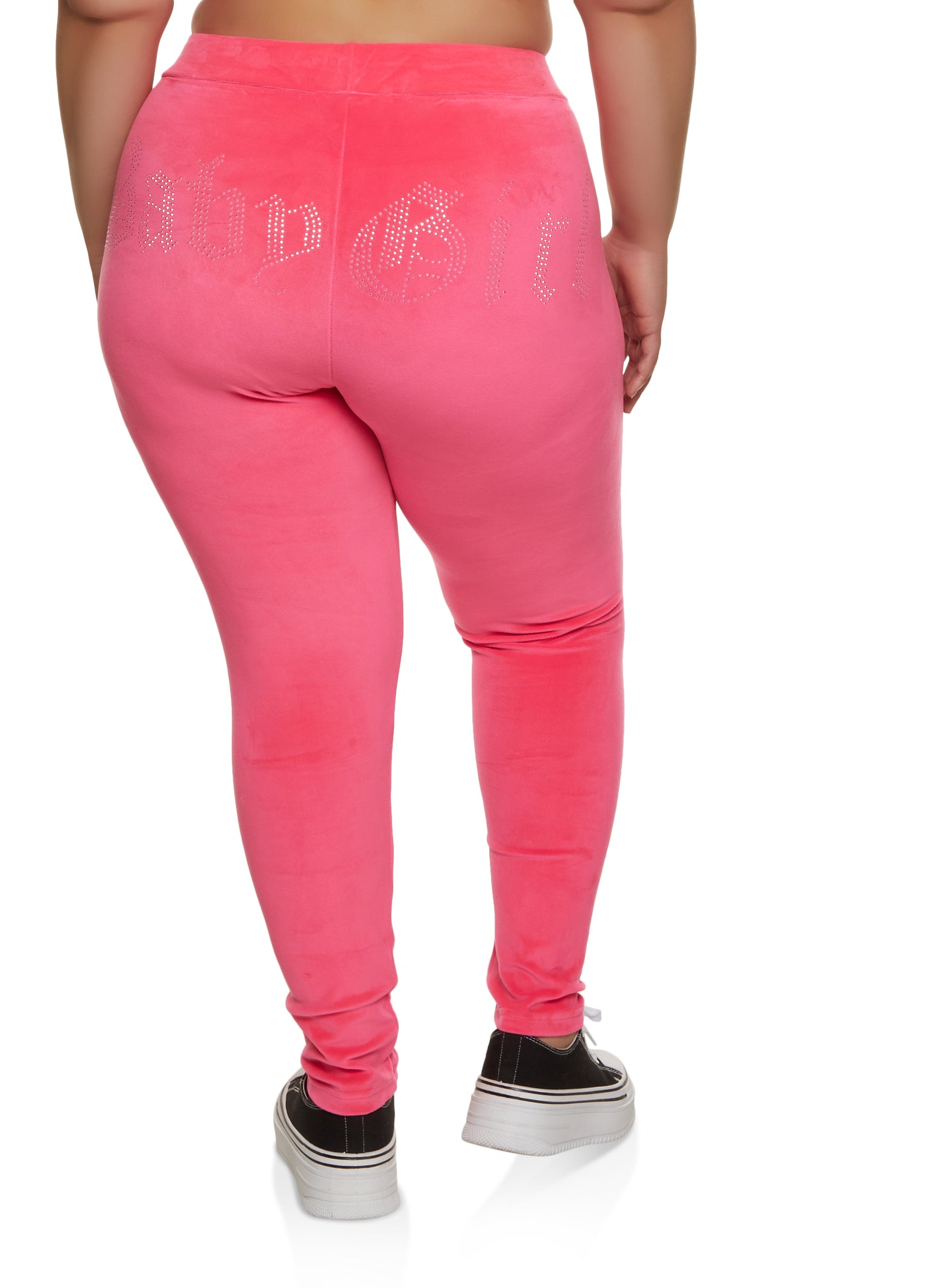 Colorful Retro Pink & Purple Print Women's Plus Size Leggings