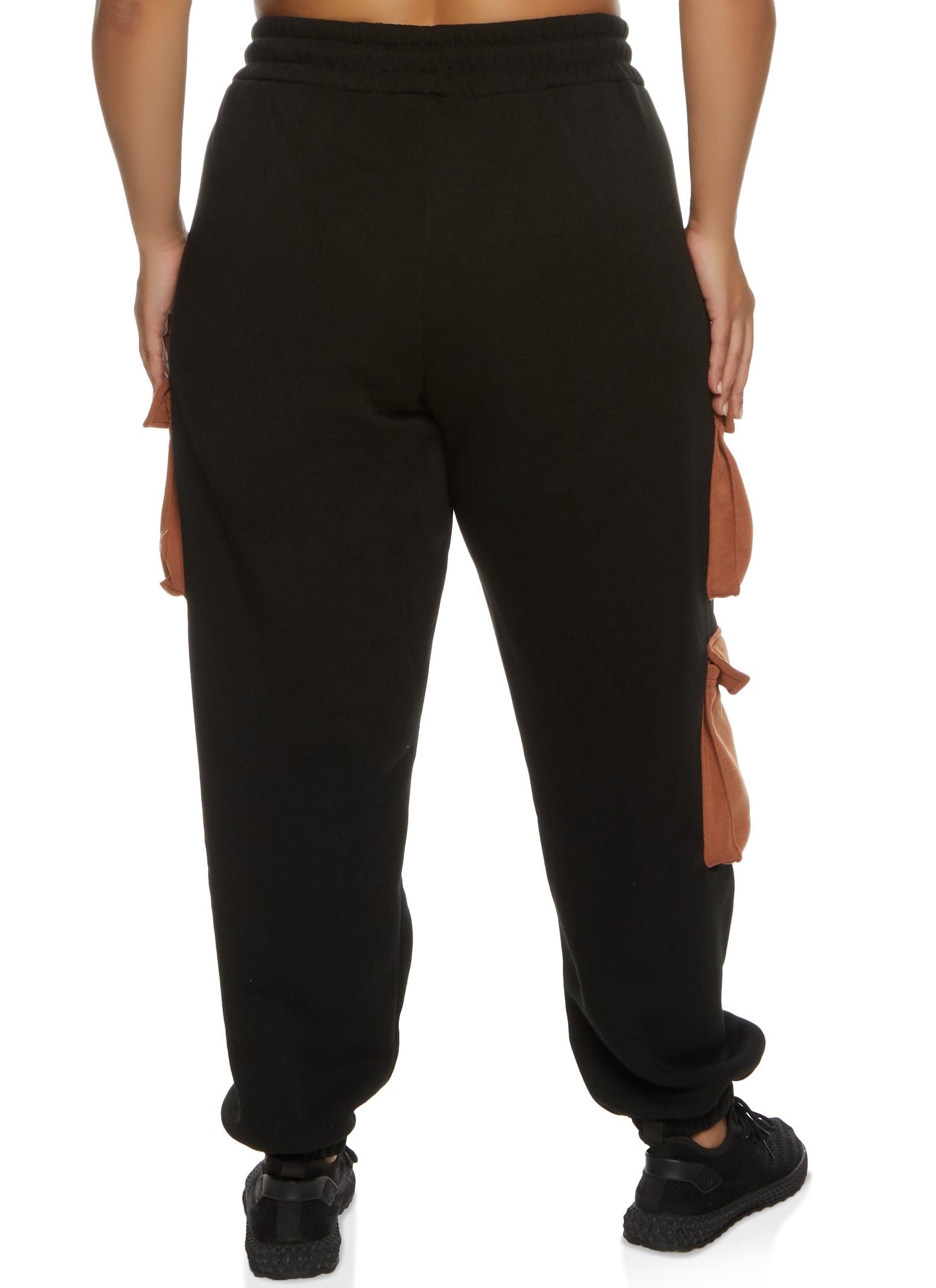 Plus Size Button Detail Cargo Joggers