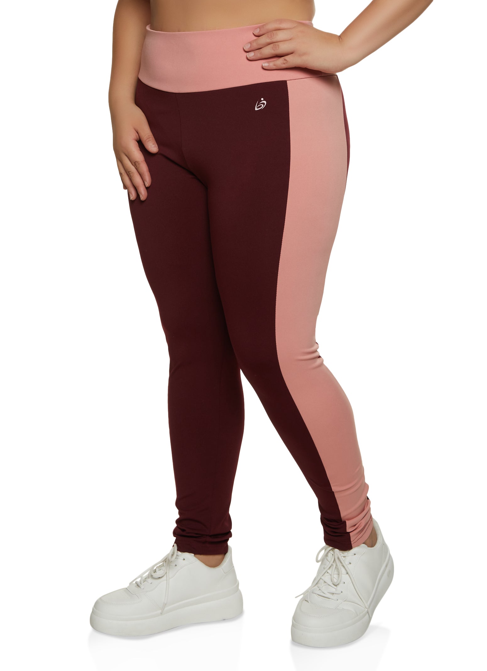 Plus Size Wide Waistband Cable Knit Leggings - Brown