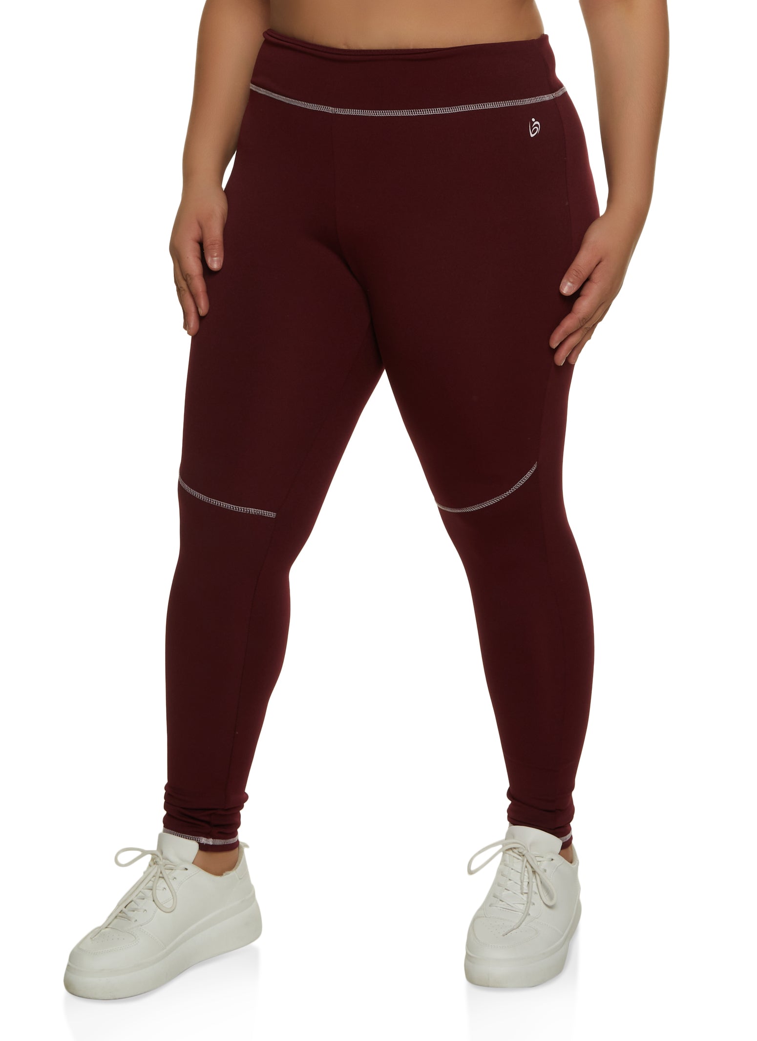 Plus Size V Cross Waist Contrast Stitch Leggings