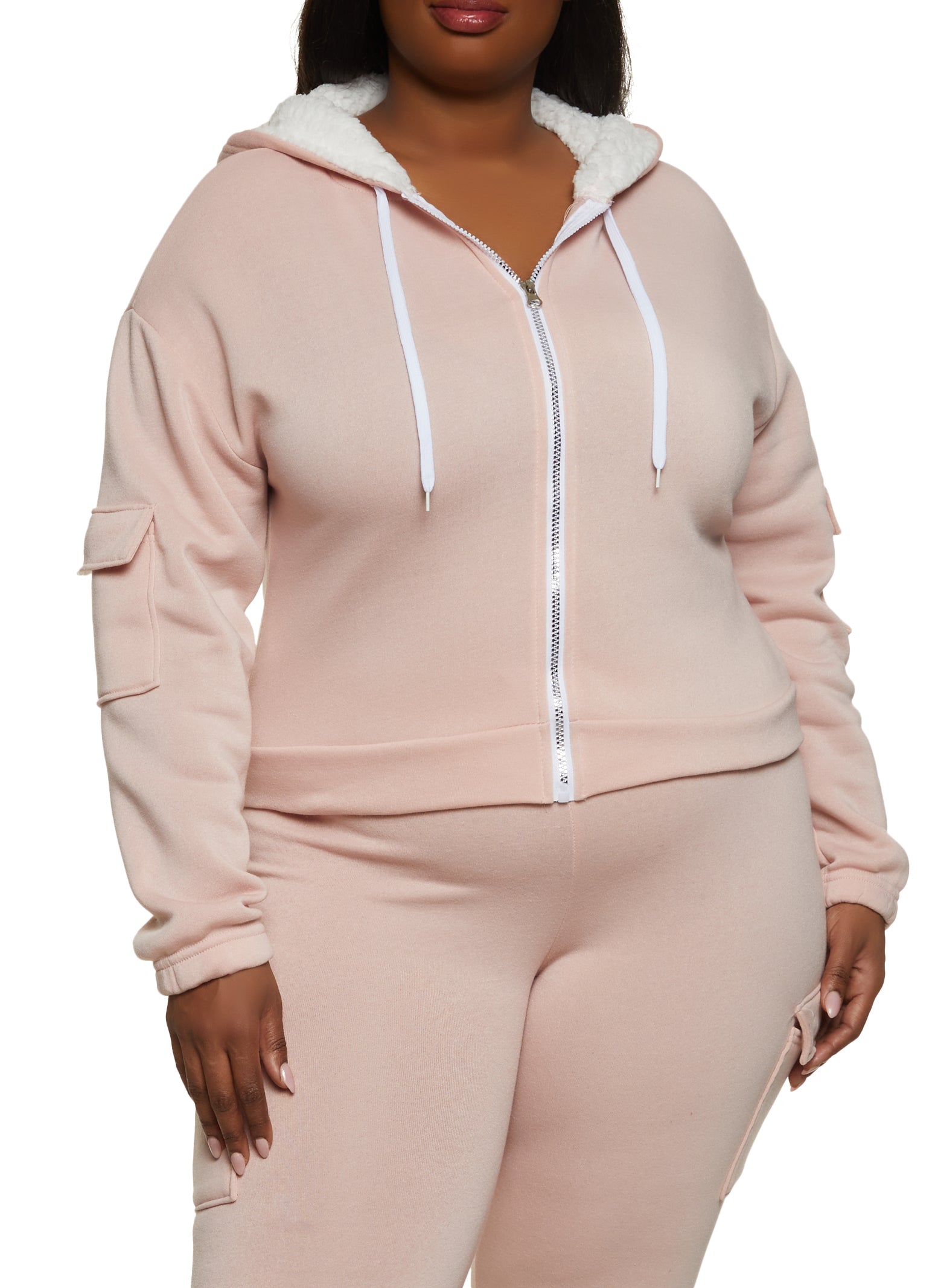 Final Sale Plus Size 2pc Hooded Zip-Up Jacket and Legging Set in Neon