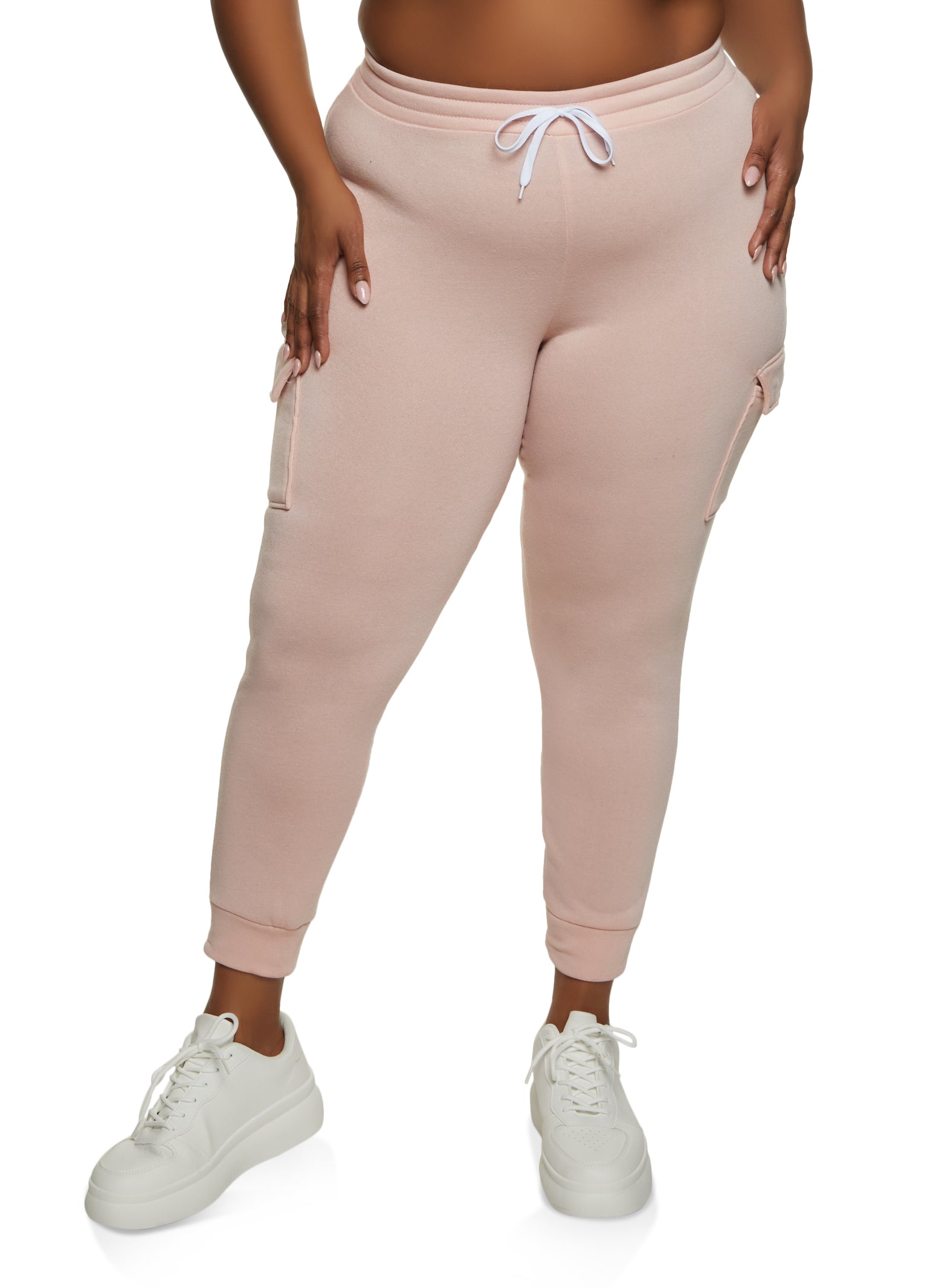 Rainbow Shops Womens Plus Size Cargo Pocket Fleece Lined Joggers