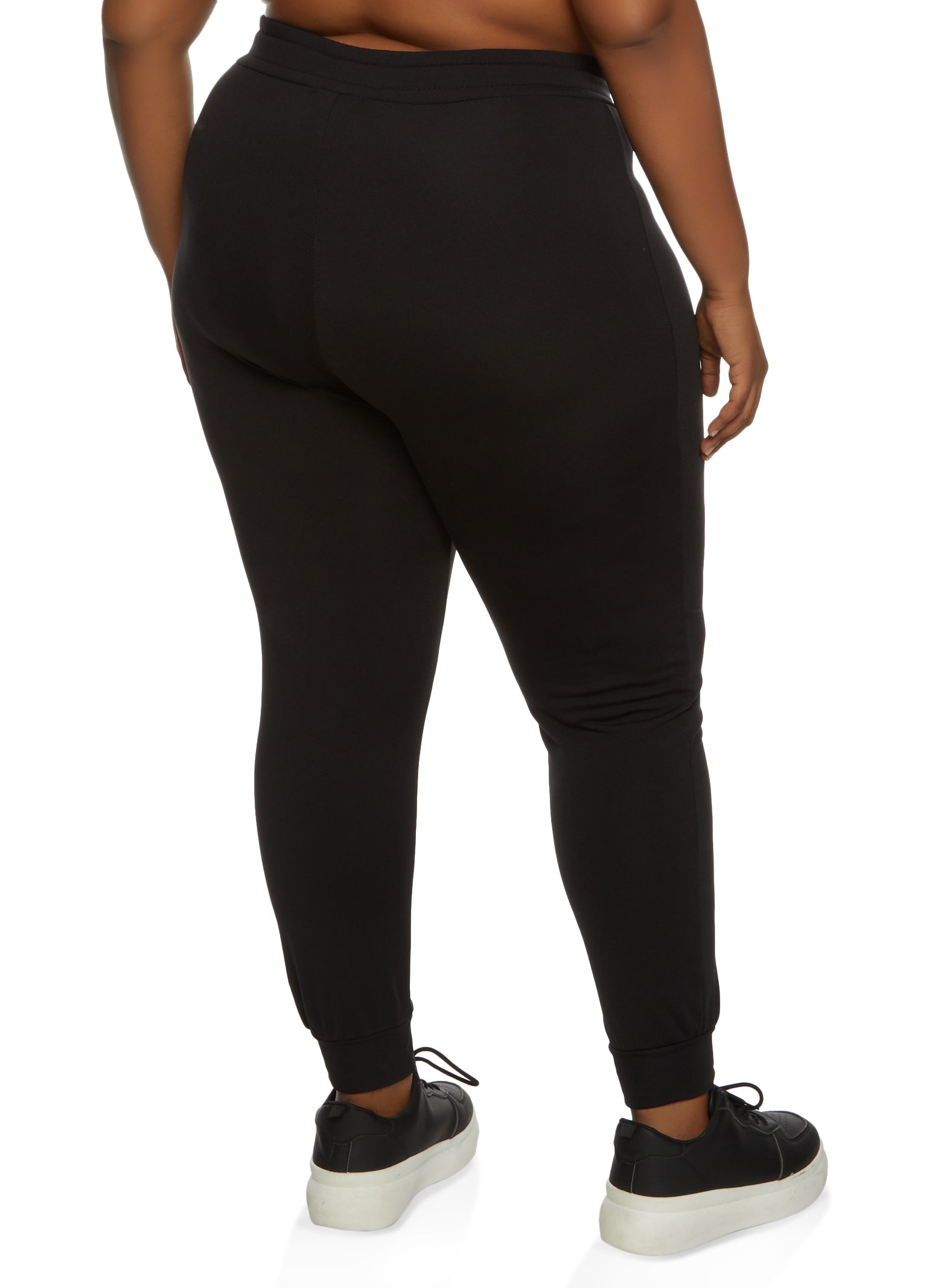 Plus Size Knit Drawstring Joggers - Black