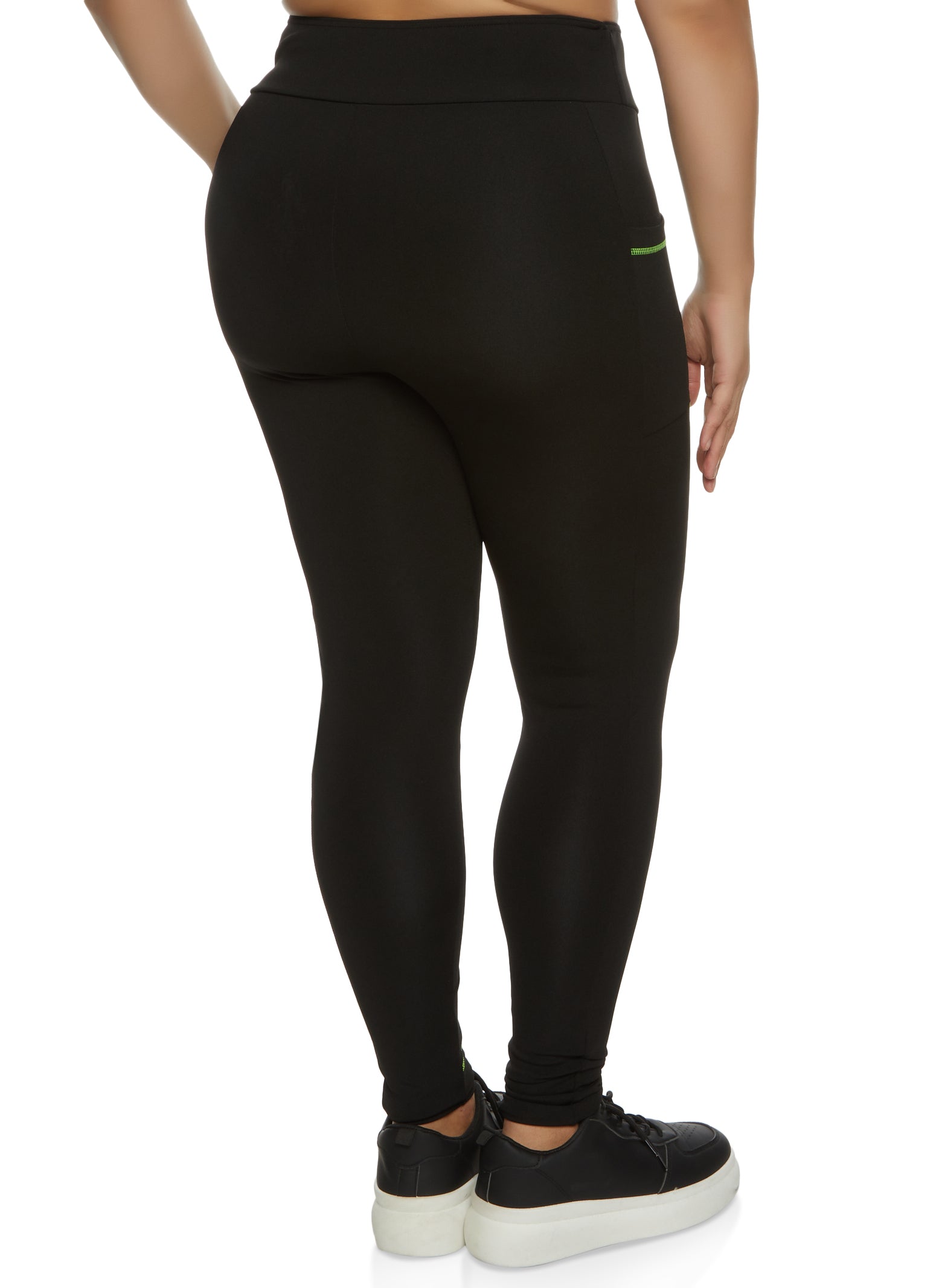 Rainbow Shops Womens Plus Size Contrast Stitch Active Leggings