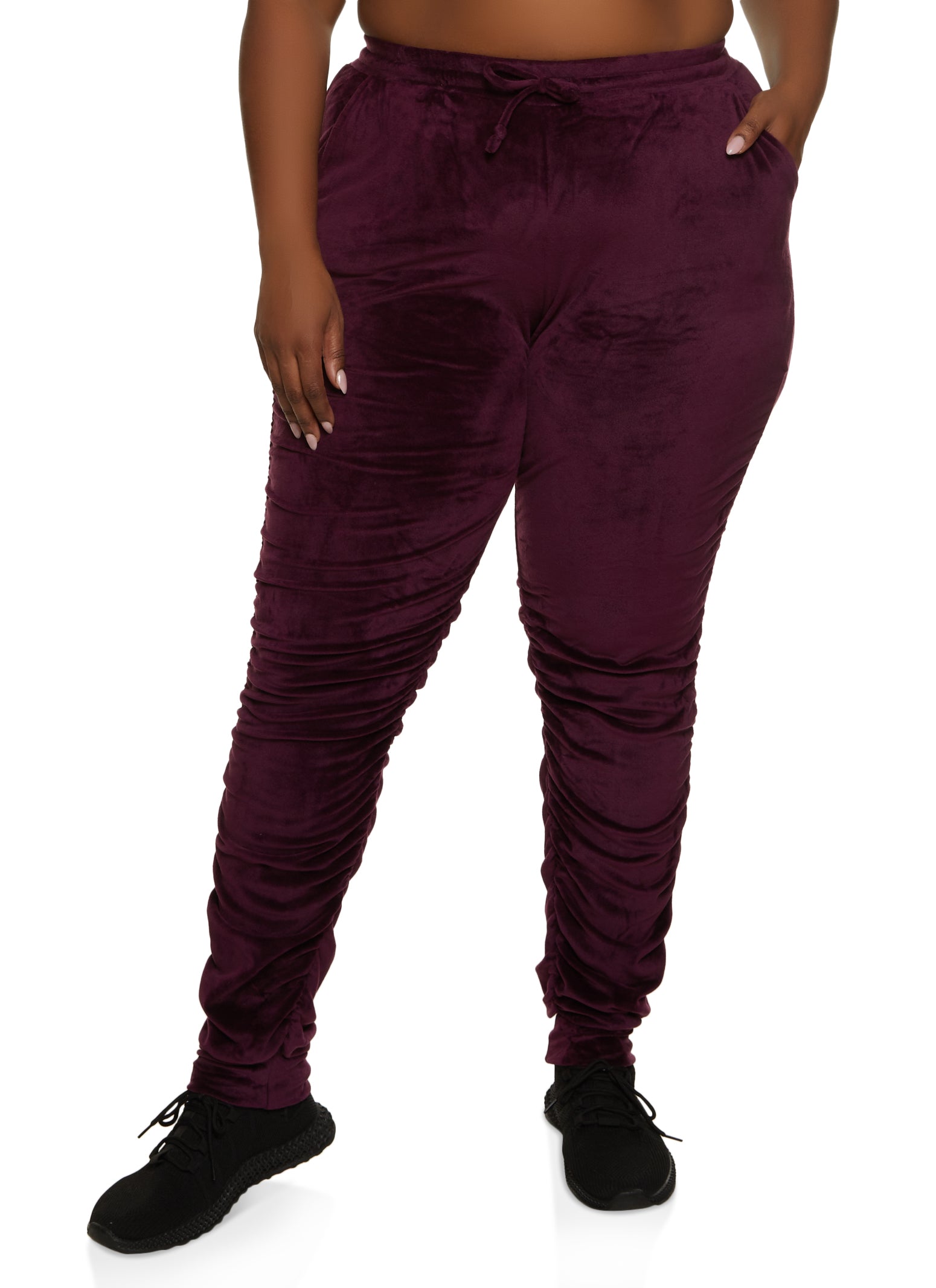 Rainbow Shops Womens Plus Size Color Block High Waisted Leggings, Burgundy, Size  3X