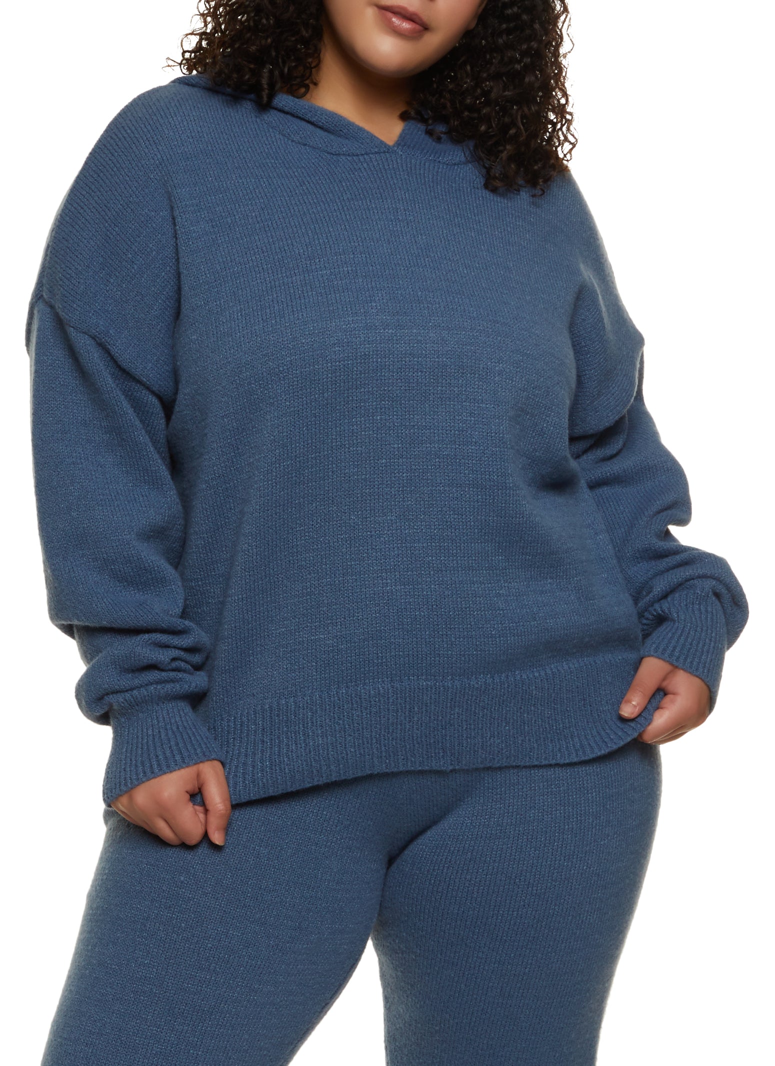 Womens Plus Knit Pullover Hoodie, 1X