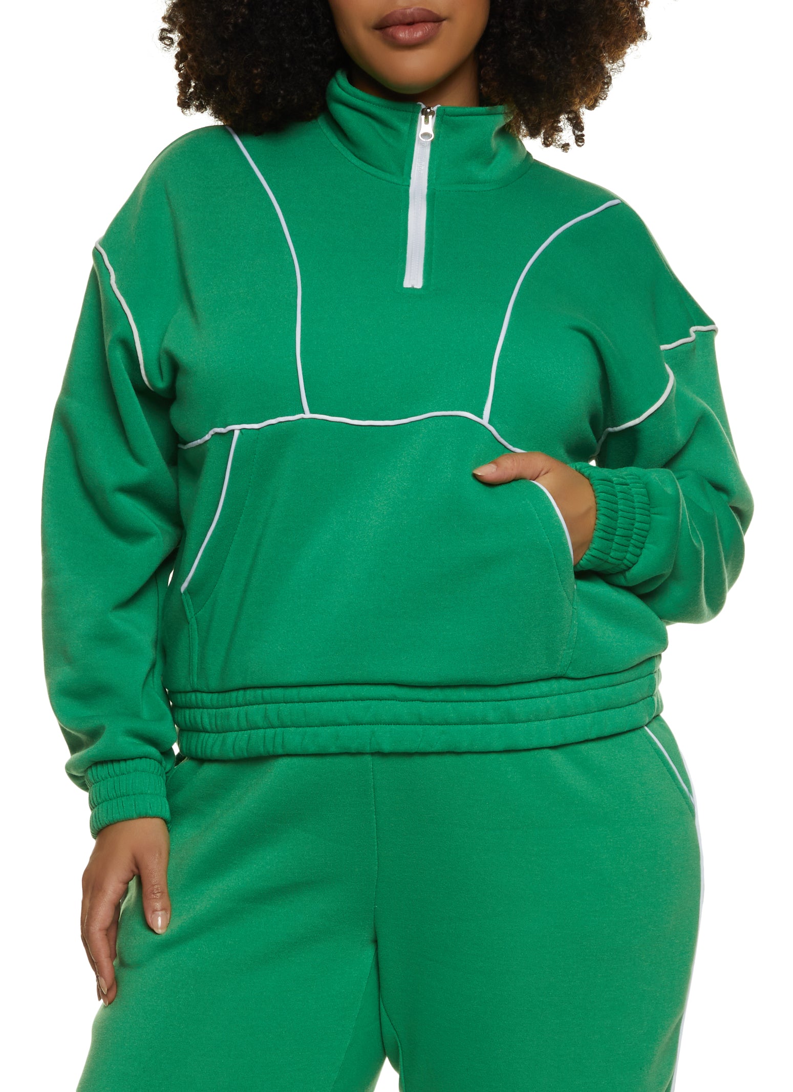 Xersion Womens Long Sleeve Quarter-Zip Pullover Plus