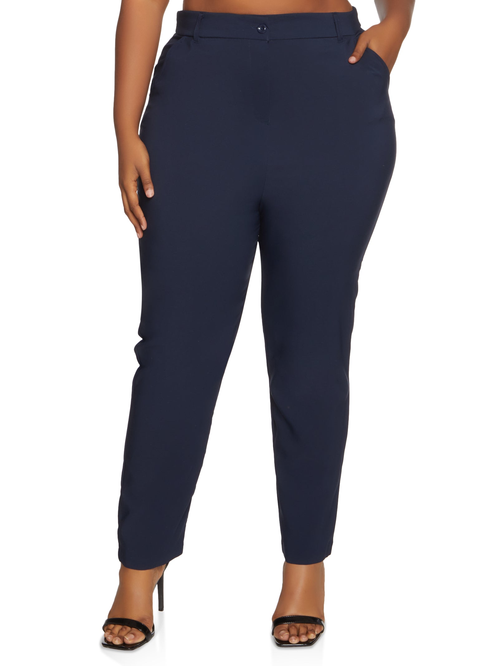 Plus Size Solid Straight Leg Dress Pants