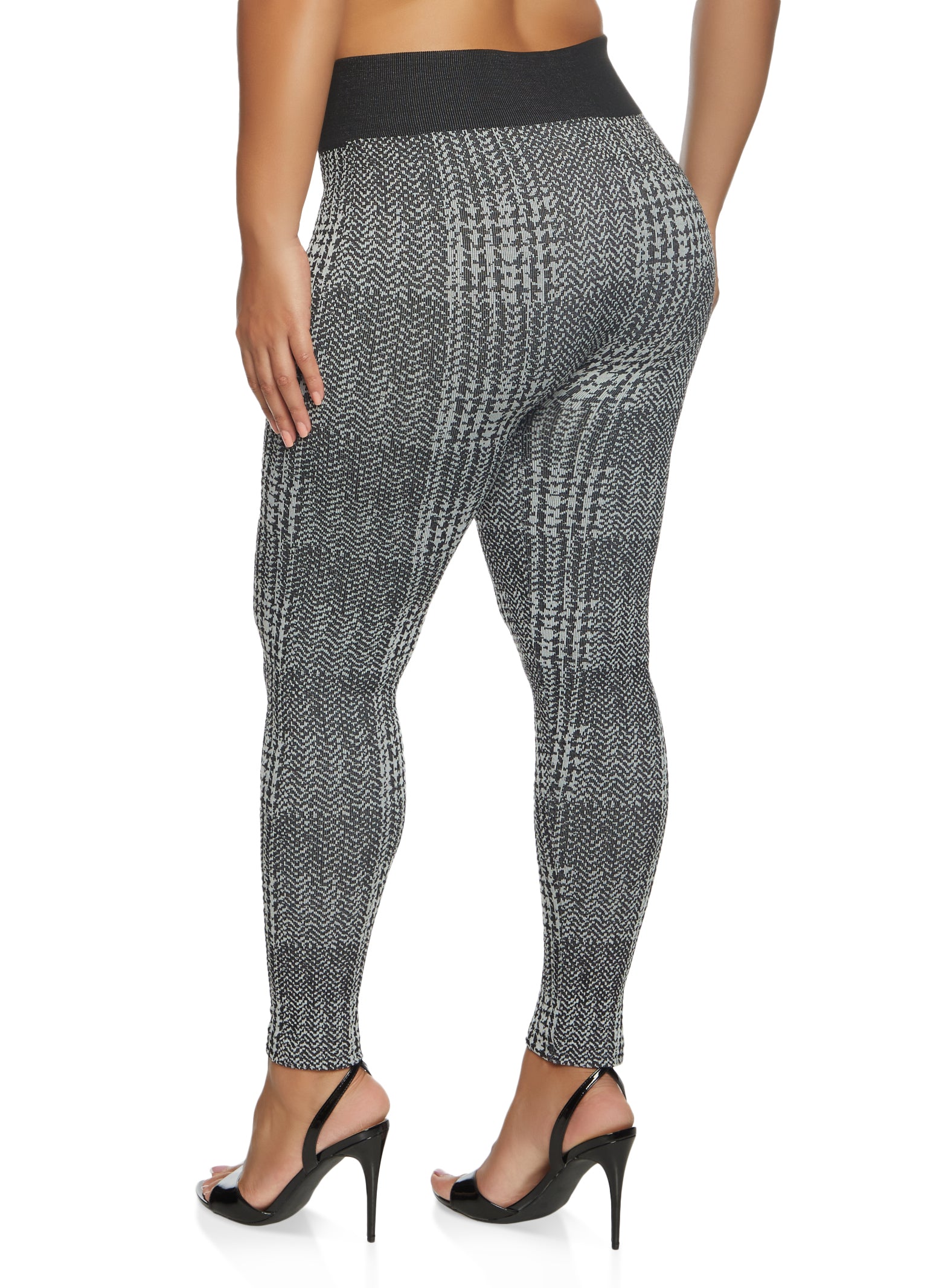 Plus Size Fleece Printed Leggings