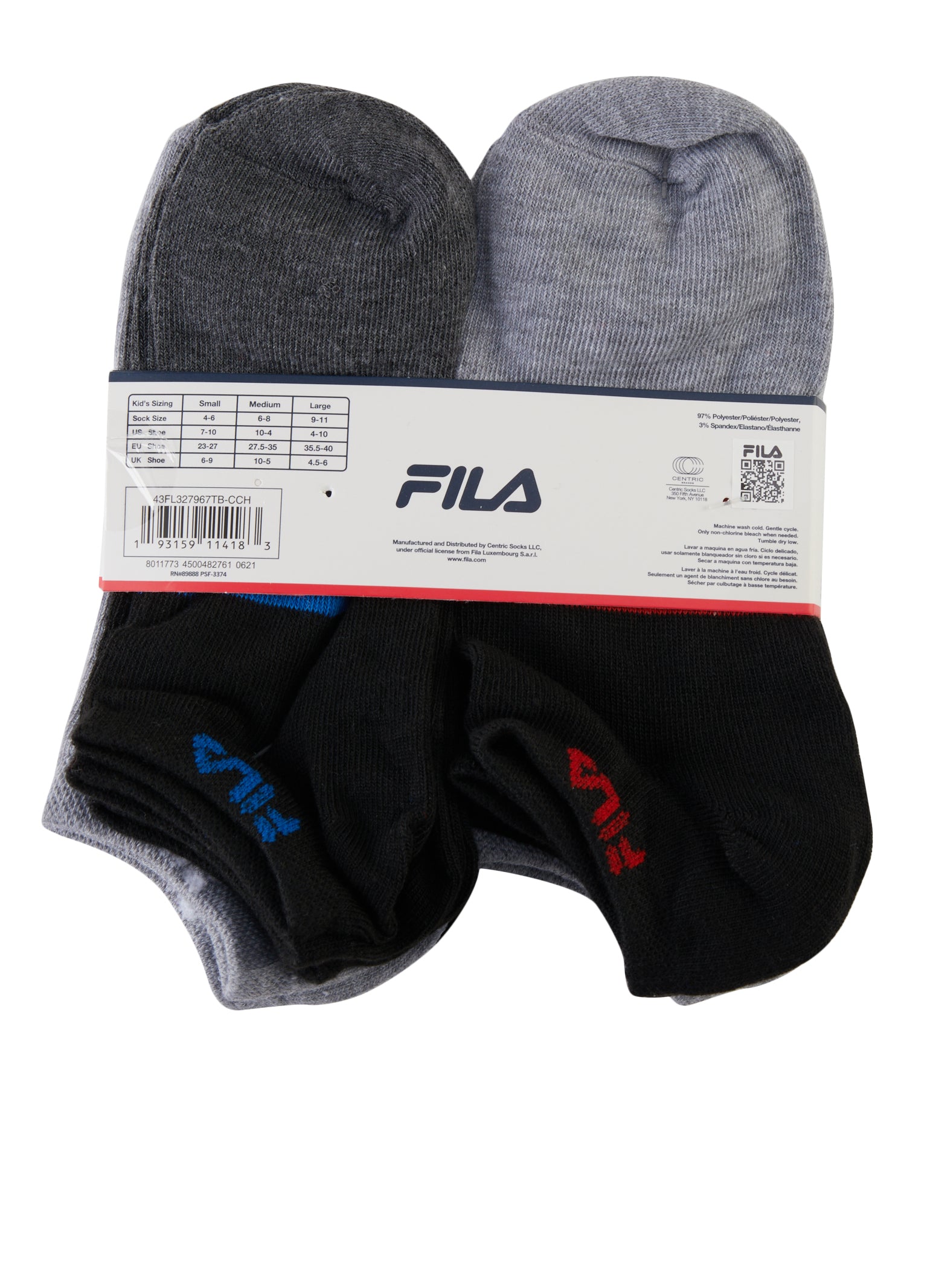 Boys Fila No Show Socks 10 Pack Size 10-4