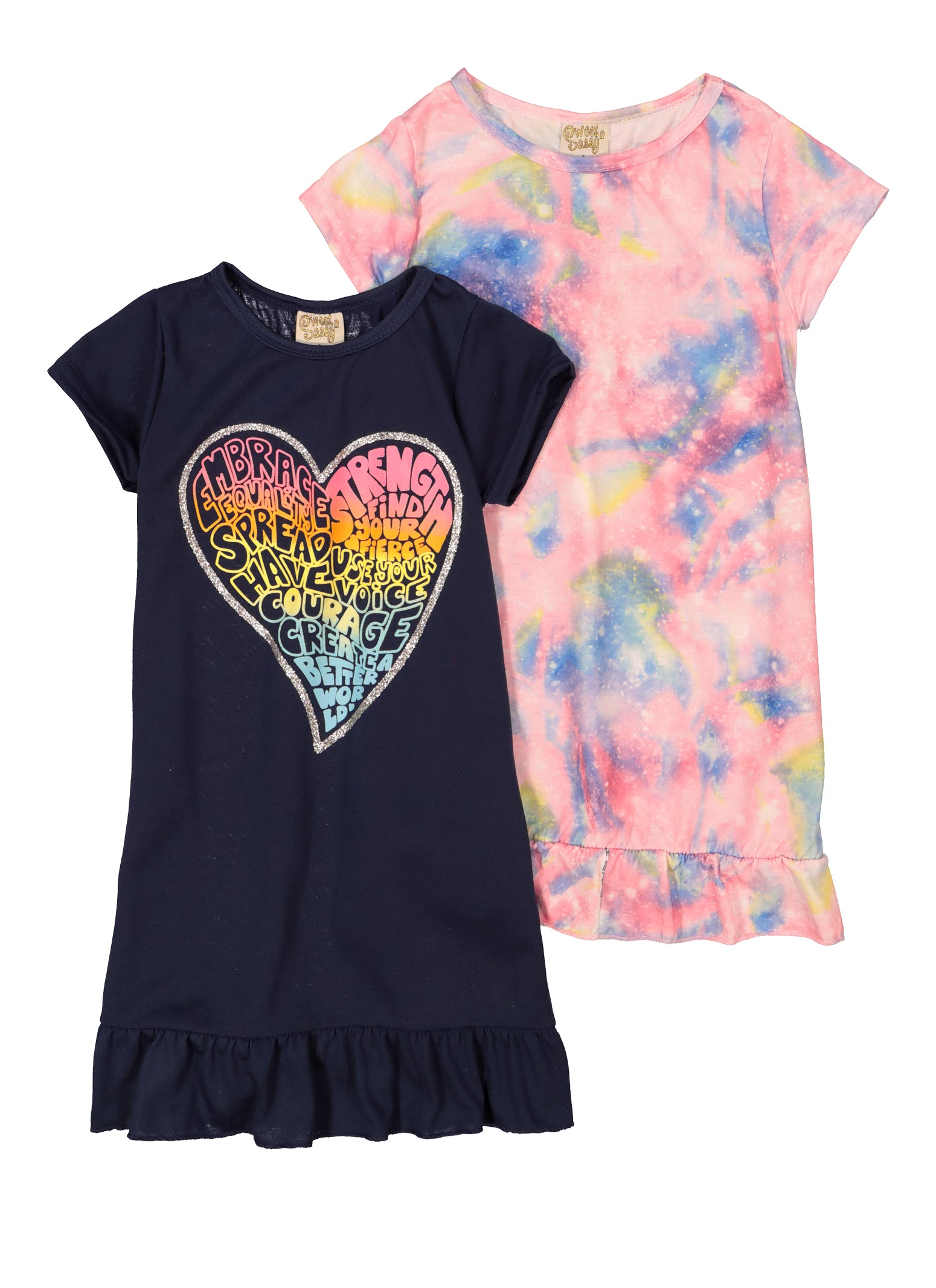 Girls 2 Pack Heart Graphic Nightgown