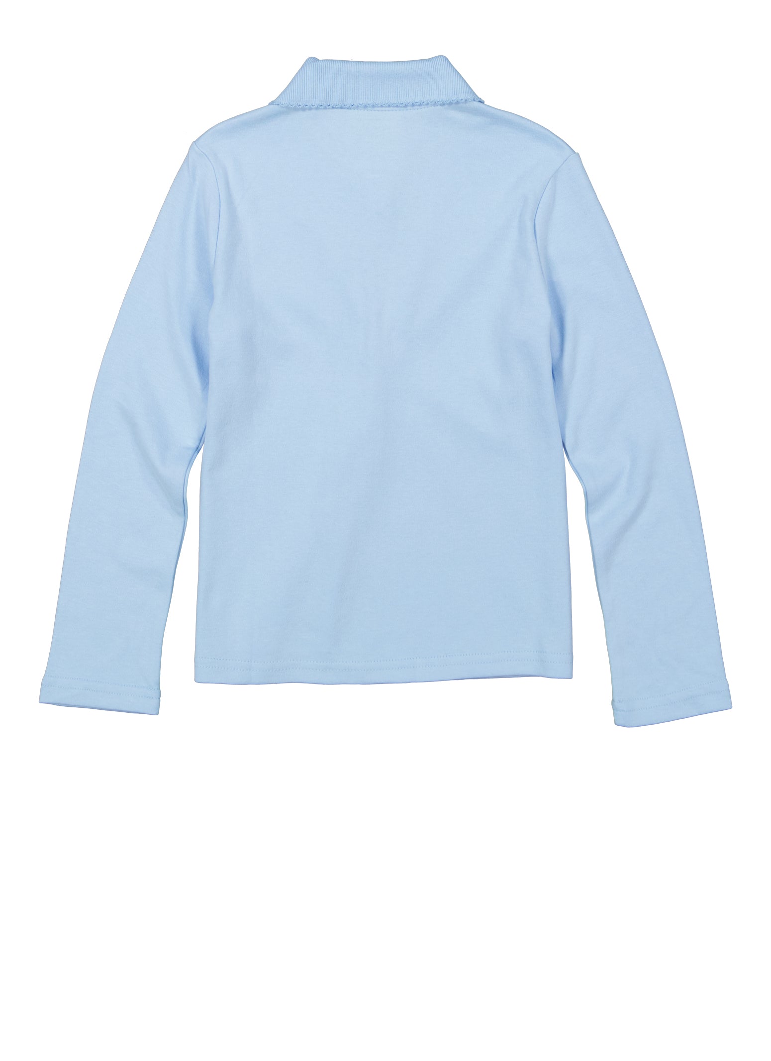 French Toast Girls 4-6x Picot Collar Interlock Long Sleeve Polo, Blue, Size 6-6X