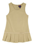 Girls Sleeveless Back Zipper Pleated Scoop Neck Jumper/Midi Dress With a Bow(s) and a Ribbon