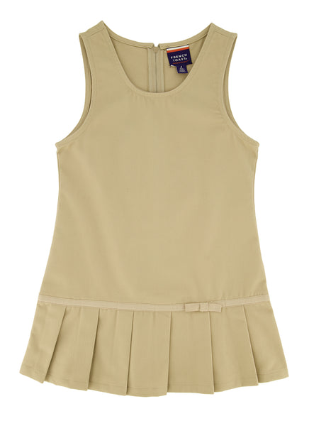 Girls Pleated Back Zipper Sleeveless Scoop Neck Jumper/Midi Dress With a Bow(s) and a Ribbon