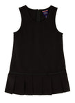 Girls Sleeveless Back Zipper Pleated Scoop Neck Jumper/Midi Dress With a Bow(s) and a Ribbon