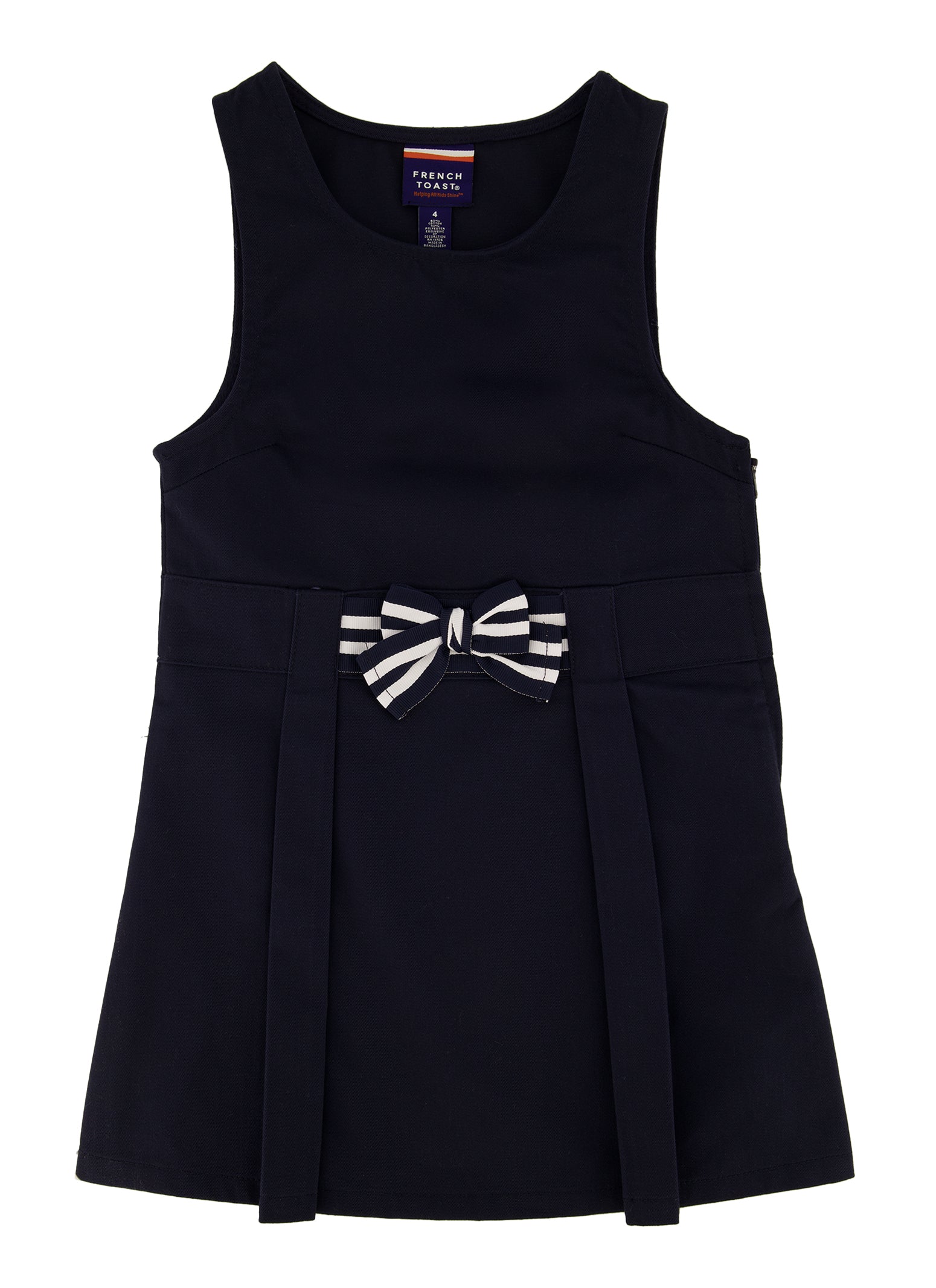 French Toast Girls 4-6x Bow Front Solid Jumper, Blue,