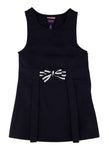 Girls Pleated Sleeveless Scoop Neck Jumper/Midi Dress With a Bow(s) and a Ribbon