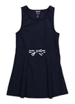 Girls Scoop Neck Sleeveless Pleated Jumper/Midi Dress With a Bow(s)