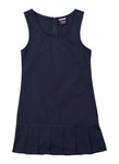 Girls Scoop Neck Sleeveless Pleated Back Zipper Jumper/Midi Dress With a Bow(s) and a Ribbon