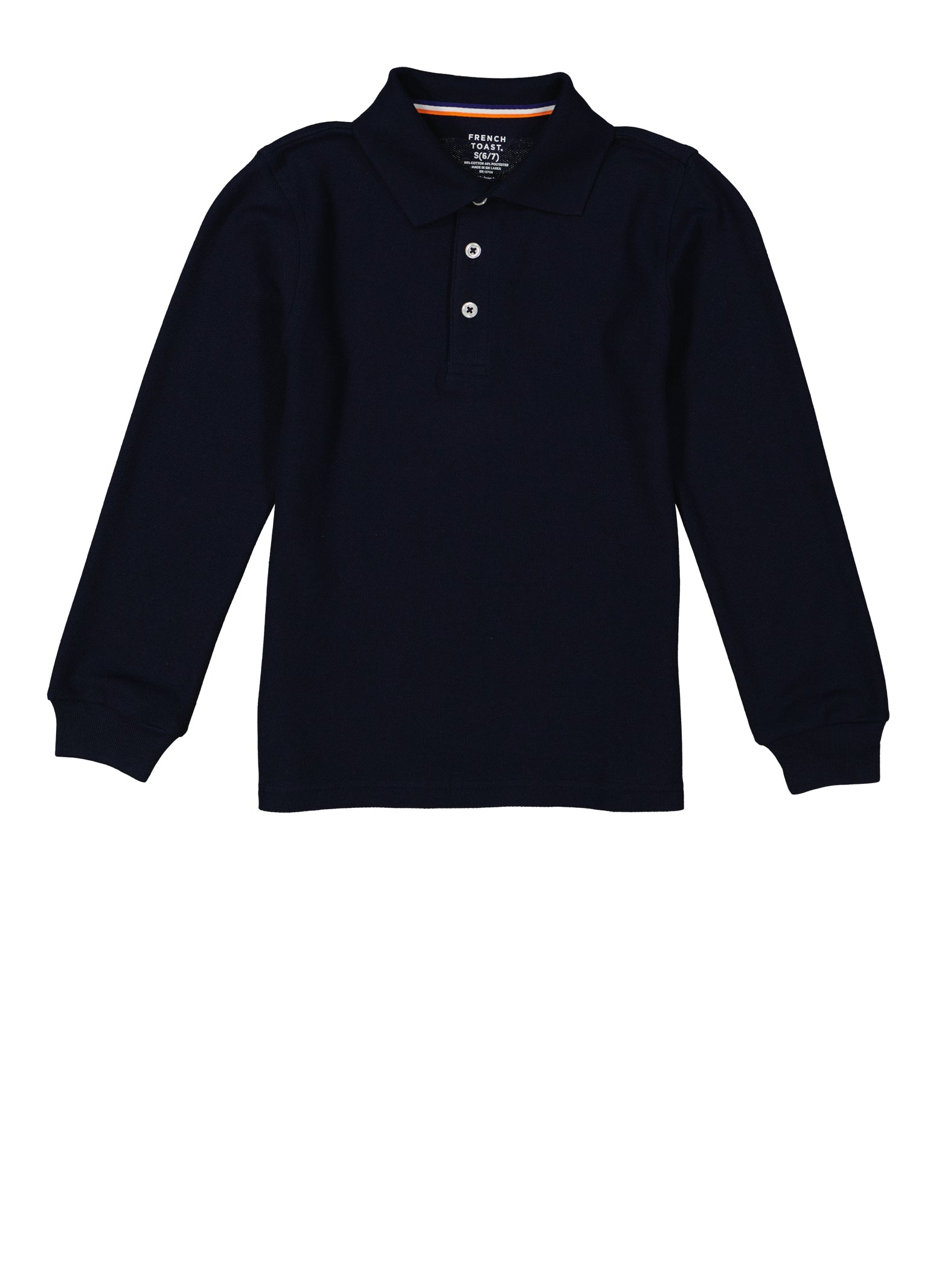 French Toast Boys 4-7 Long Sleeve Pique Polo Shirt, Blue, Size 4-5