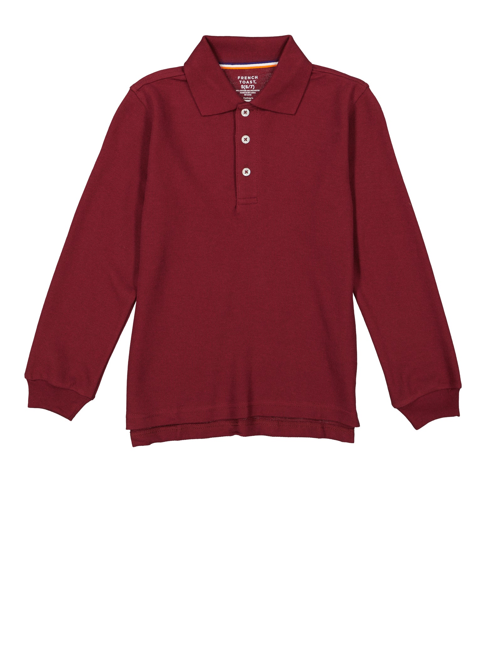 French Toast Boys 4-7 Long Sleeve Solid Polo Shirt, Burgundy, Size 4-5