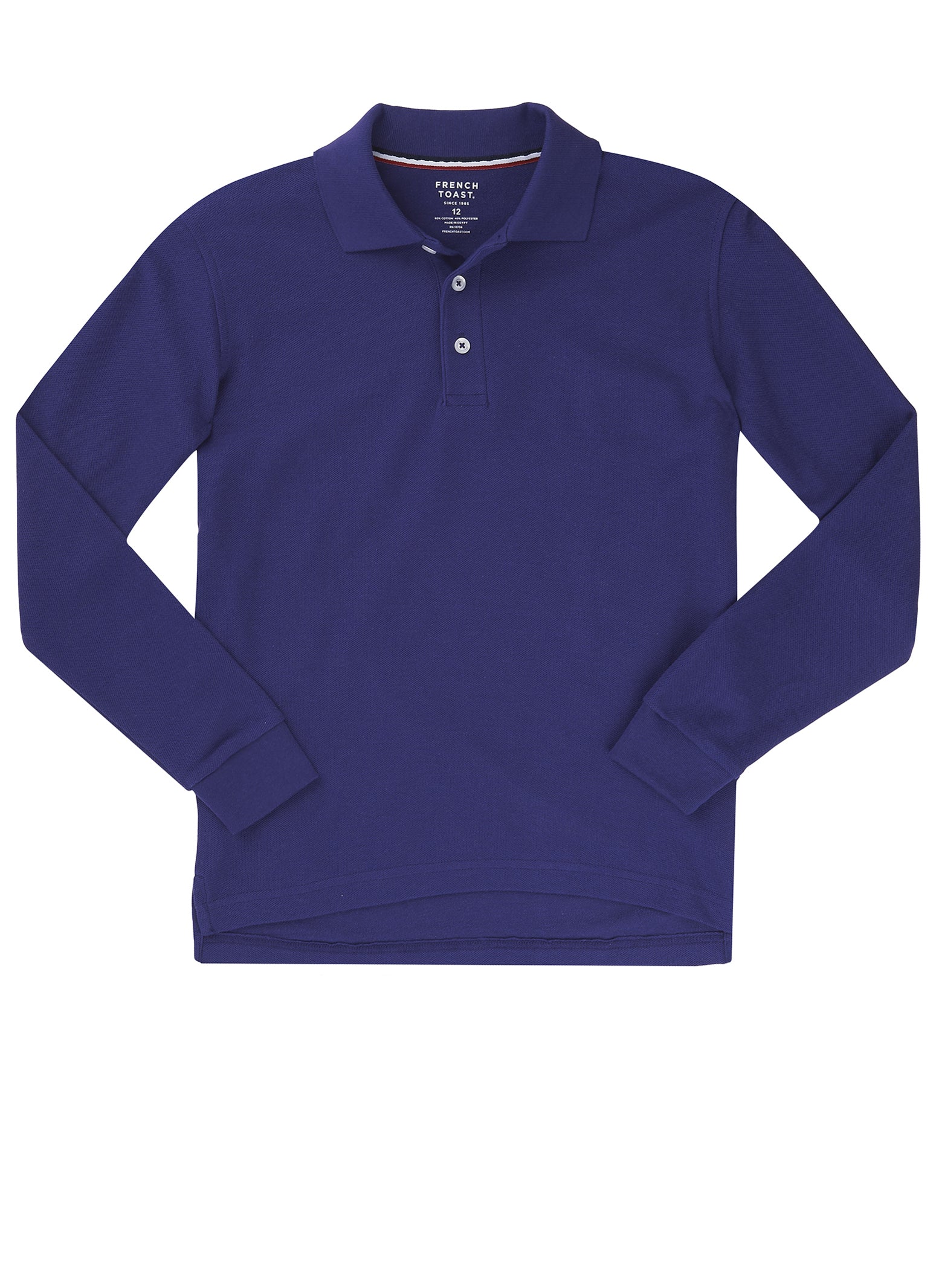 French Toast Boys 8-16 Long Sleeve Pique Polo, Blue, Size XL