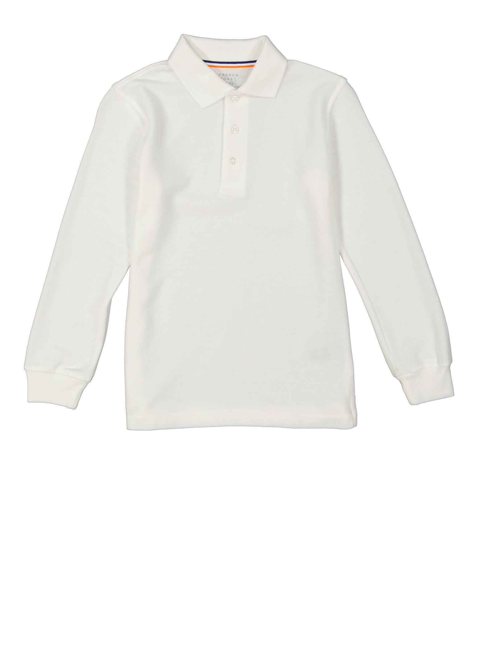 French Toast Boys 8-16 3 Button Long Sleeve Pique Polo, White, Size 8