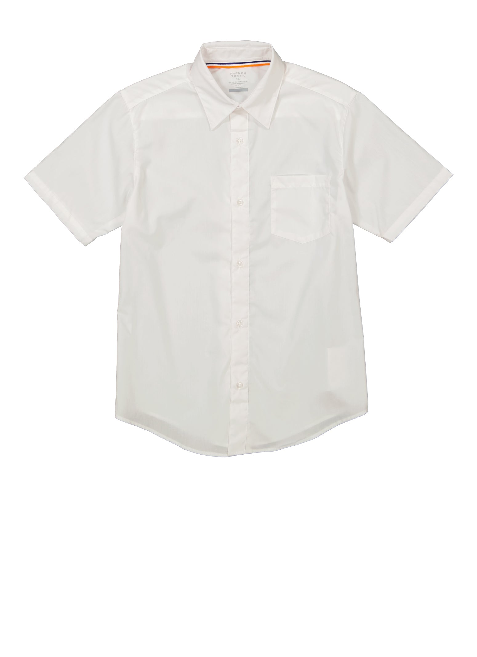 French Toast Boys 16-20 Short Sleeve Button Front Shirt, White, Size 16