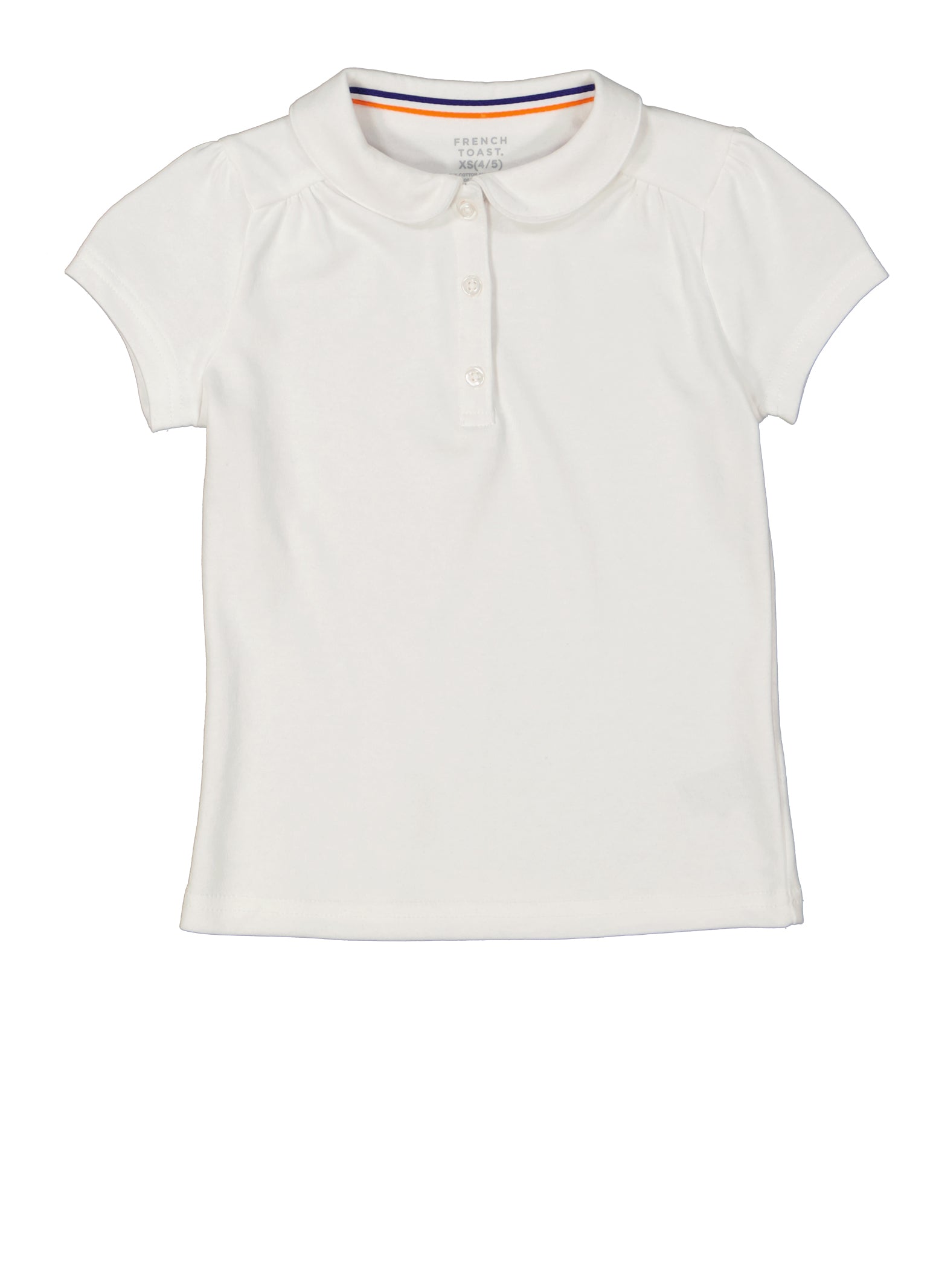 French Toast Girls 4-6x Peter Pan Collar Polo, White, Size 4-5