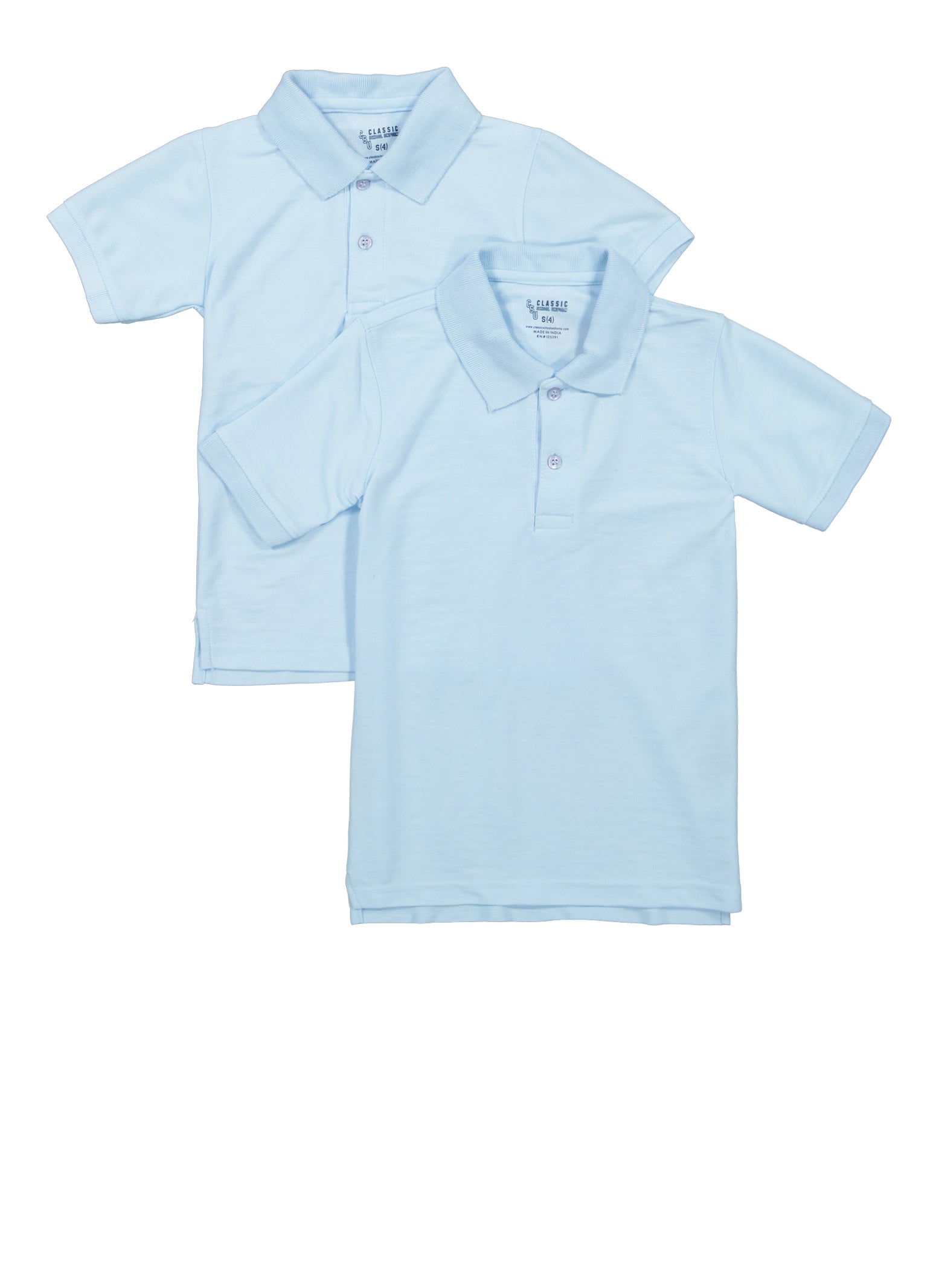 Boys 4-7 2 Pack Short Sleeve Polo Shirt, Blue, Size 7