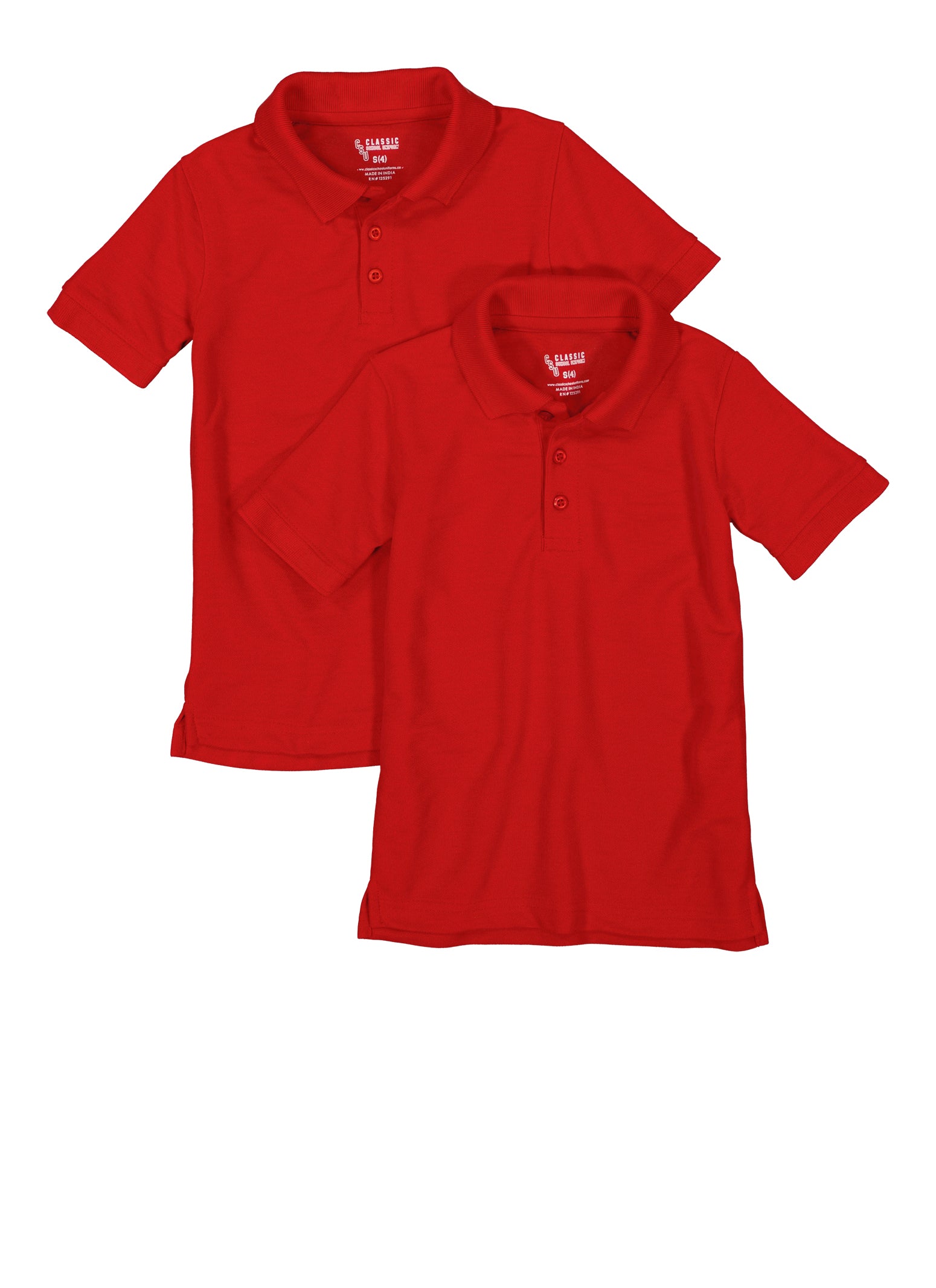 Boys 4-7 2 Pack Solid Polo Shirts, Red, Size 7