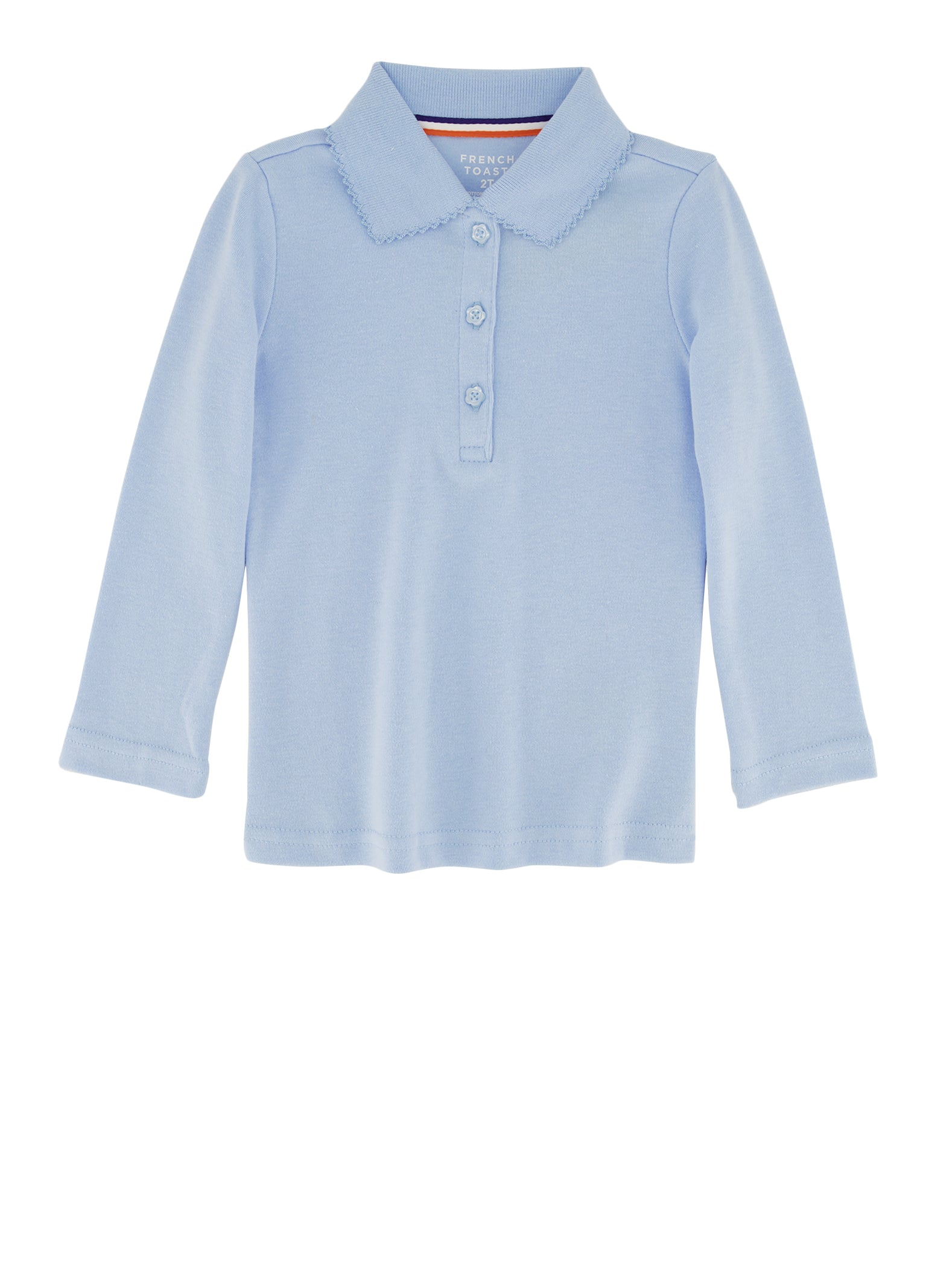 French Toast Girls 2T-4T Solid Long Sleeve Polo Shirt, Blue, Size 3T