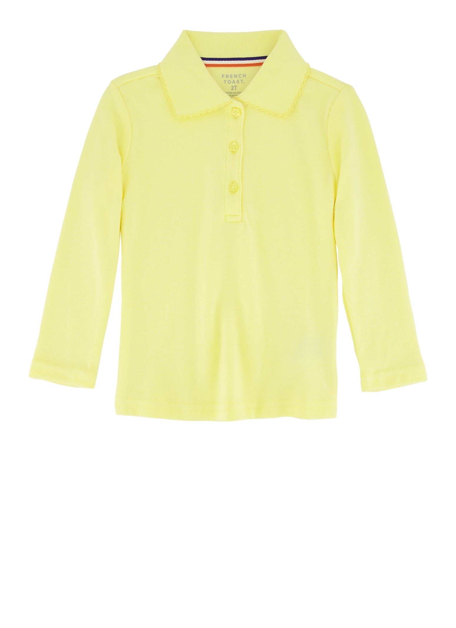 French Toast Girls 2T-4T Long Sleeve Polo Shirt, Yellow, Size 3T