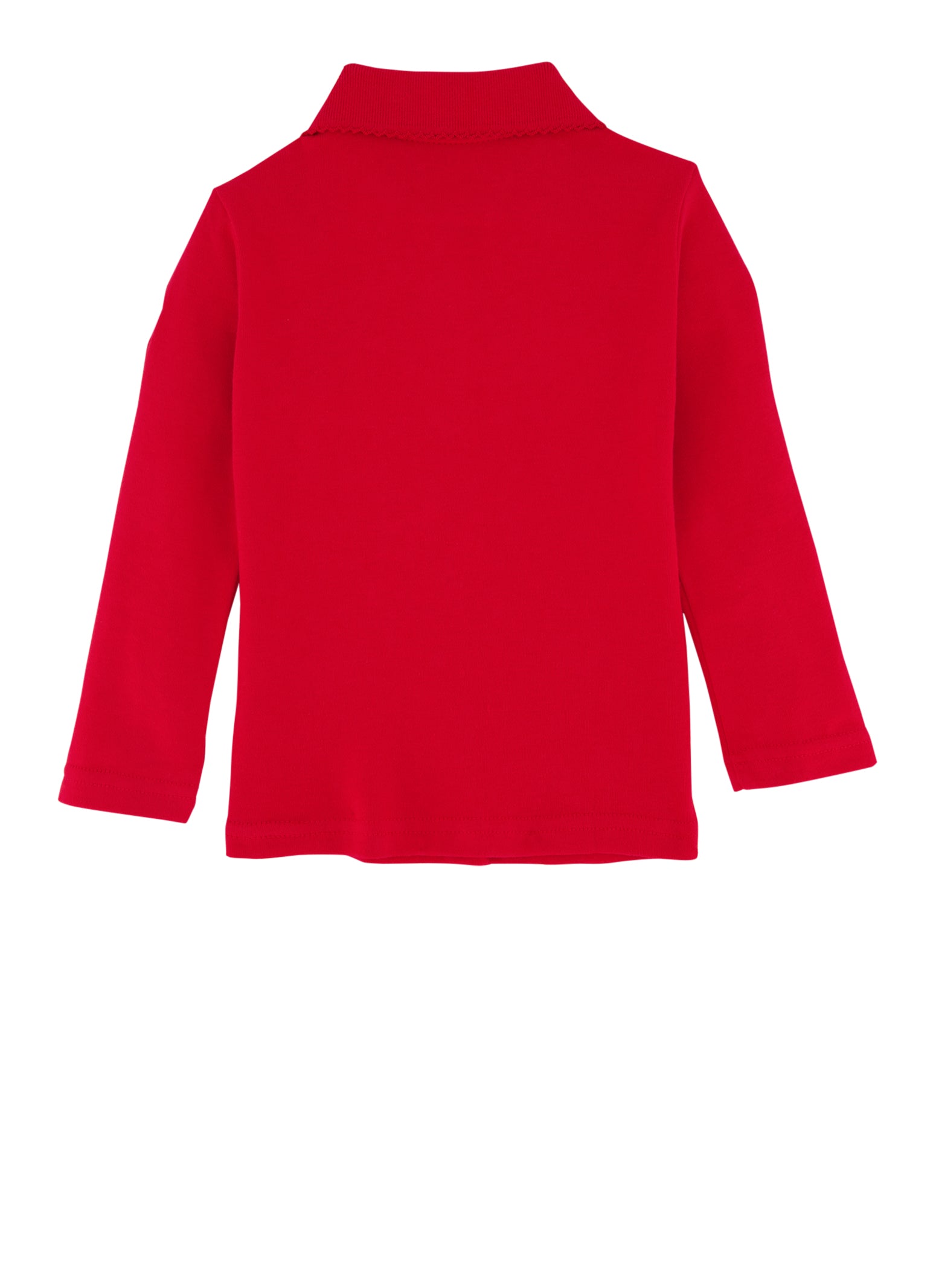 French Toast Girls 2T-4T Picot Collar Long Sleeve Interlock Polo, Red,