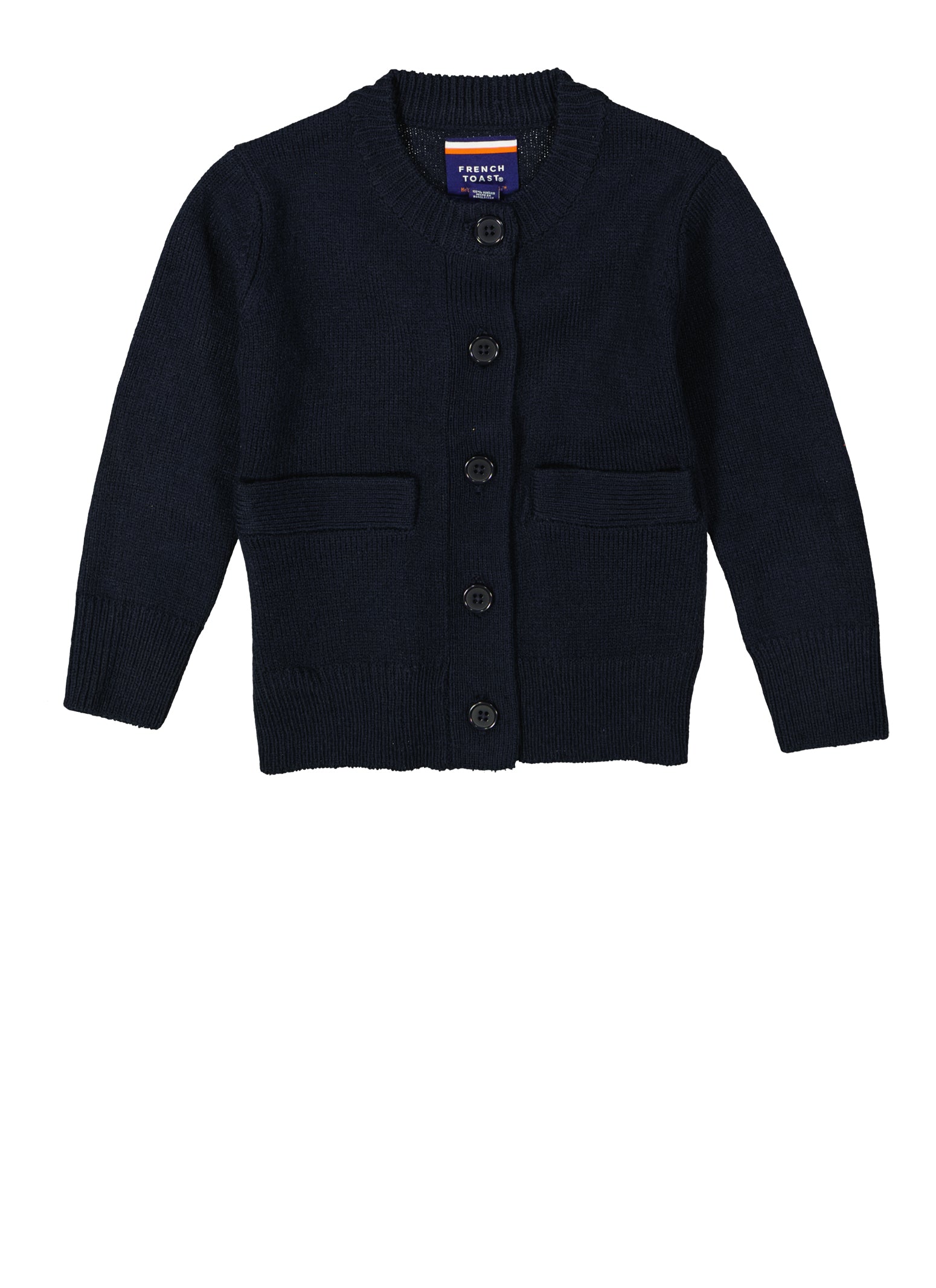 French Toast Girls 2T-4T Button Front Crew Neck Cardigan, Blue, Size 3T