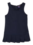 Girls Scoop Neck Back Zipper Pleated Sleeveless Jumper/Midi Dress With a Bow(s)