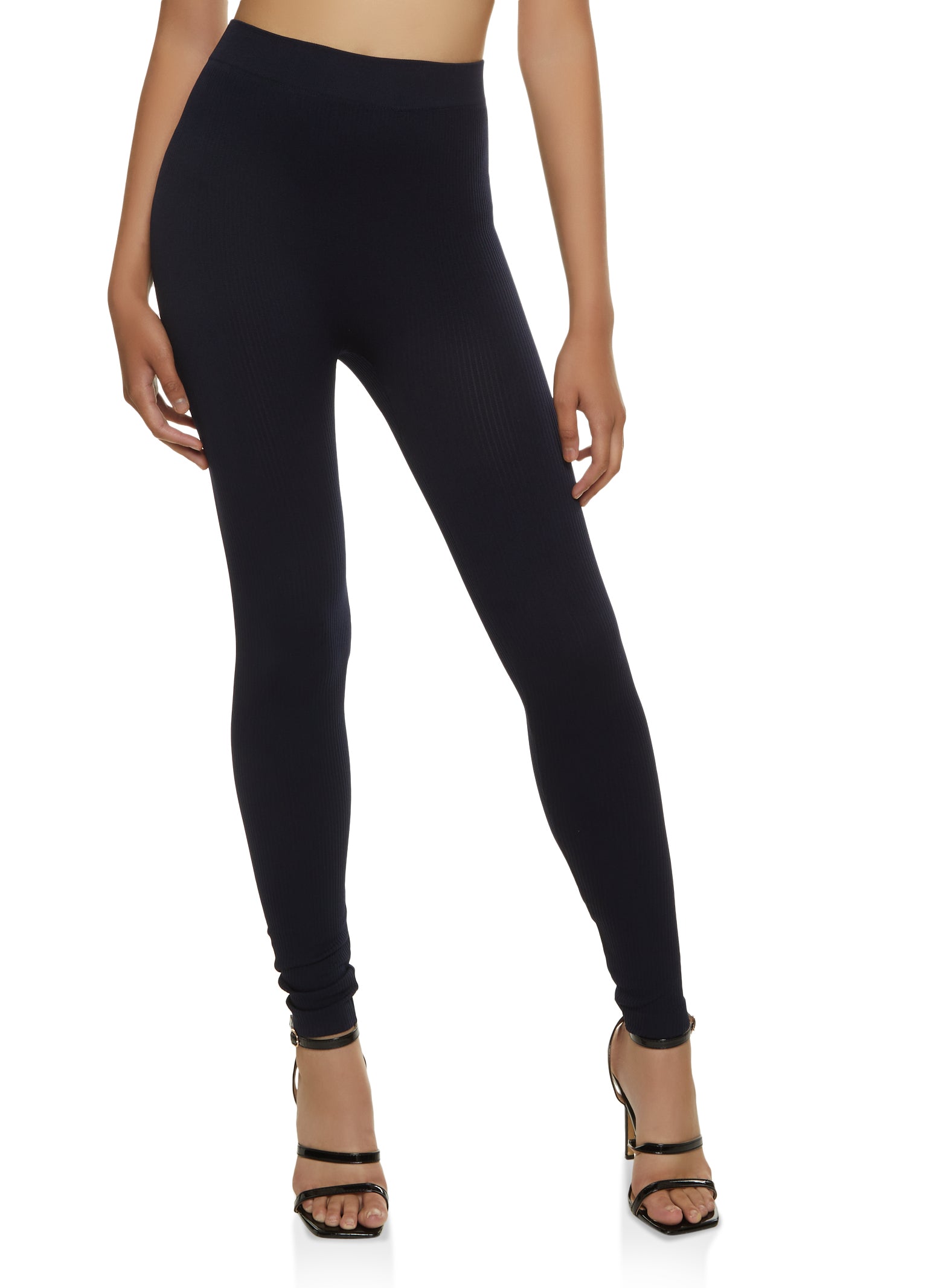 Womens Solid Seamless Ribbed Leggings,