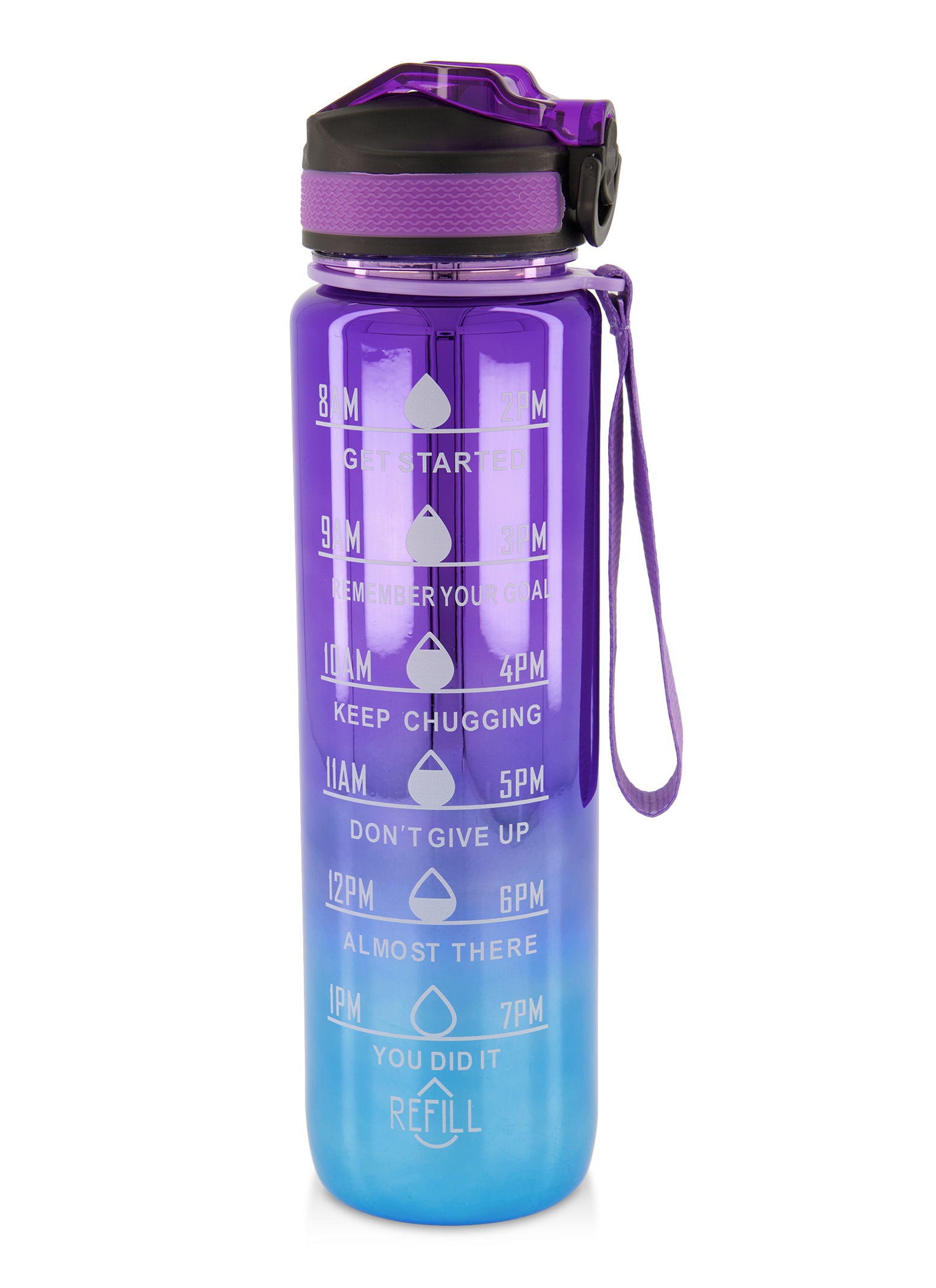 Motivational Ombre Flip Straw Water Bottle,
