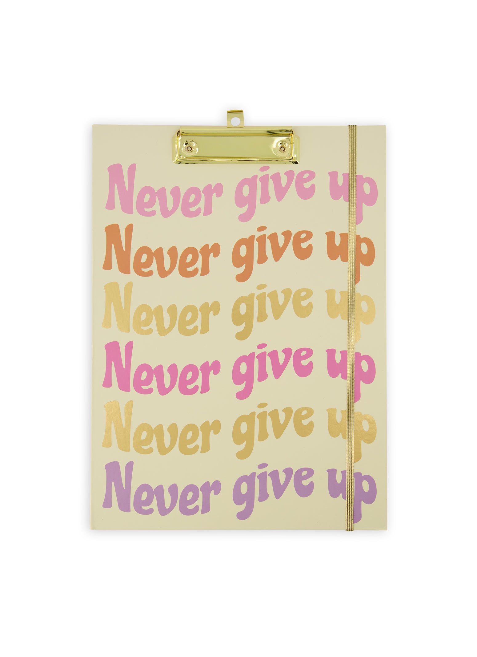 Never Give Up Clipboard Folder, White