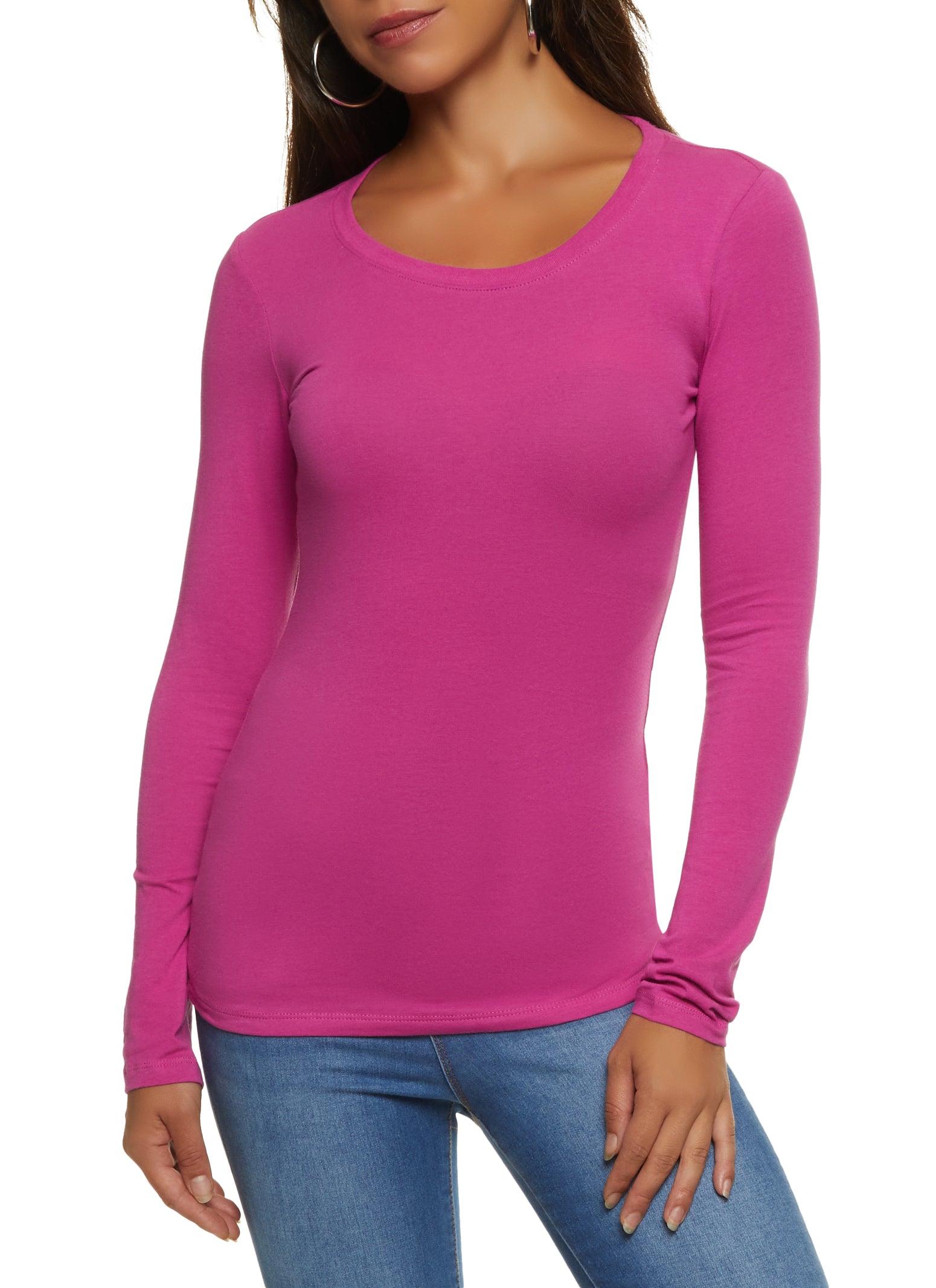Women's Off Shoulder Top - Lace Border / Long Sleeves / Pink