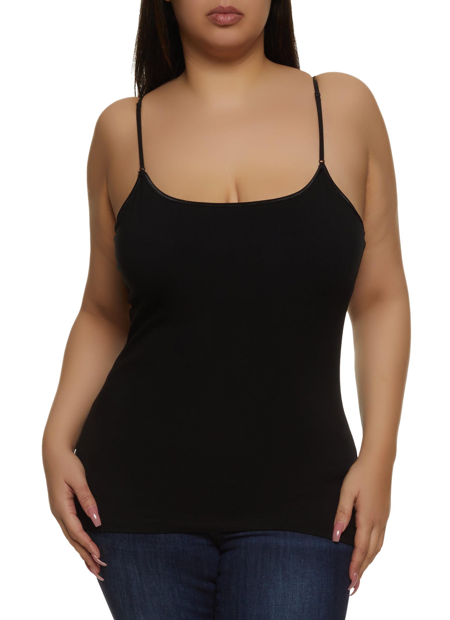 Womens Plus Basic Cotton Scoop Neck Cami,